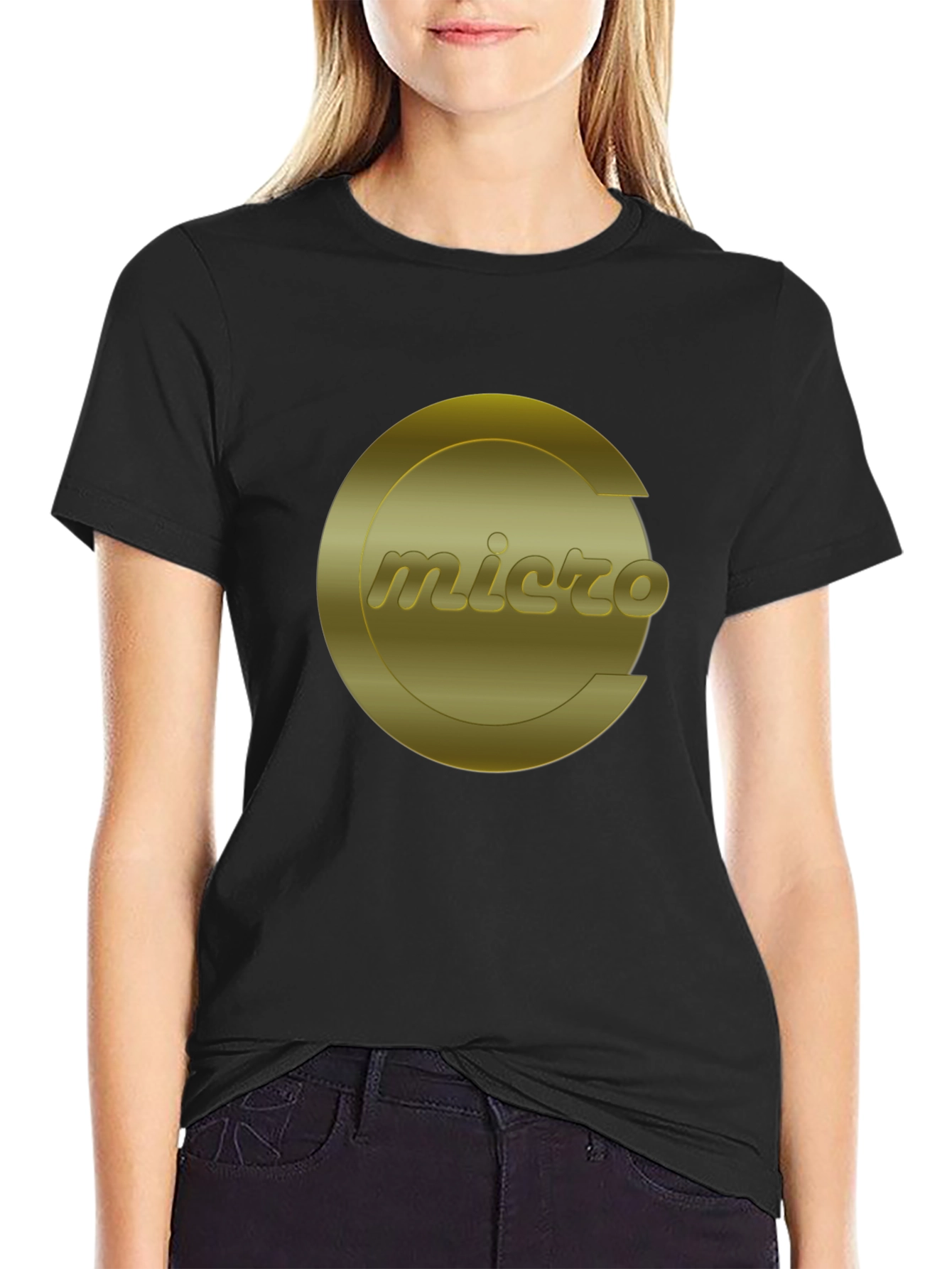Micro Gold Logo Black T-Shirt