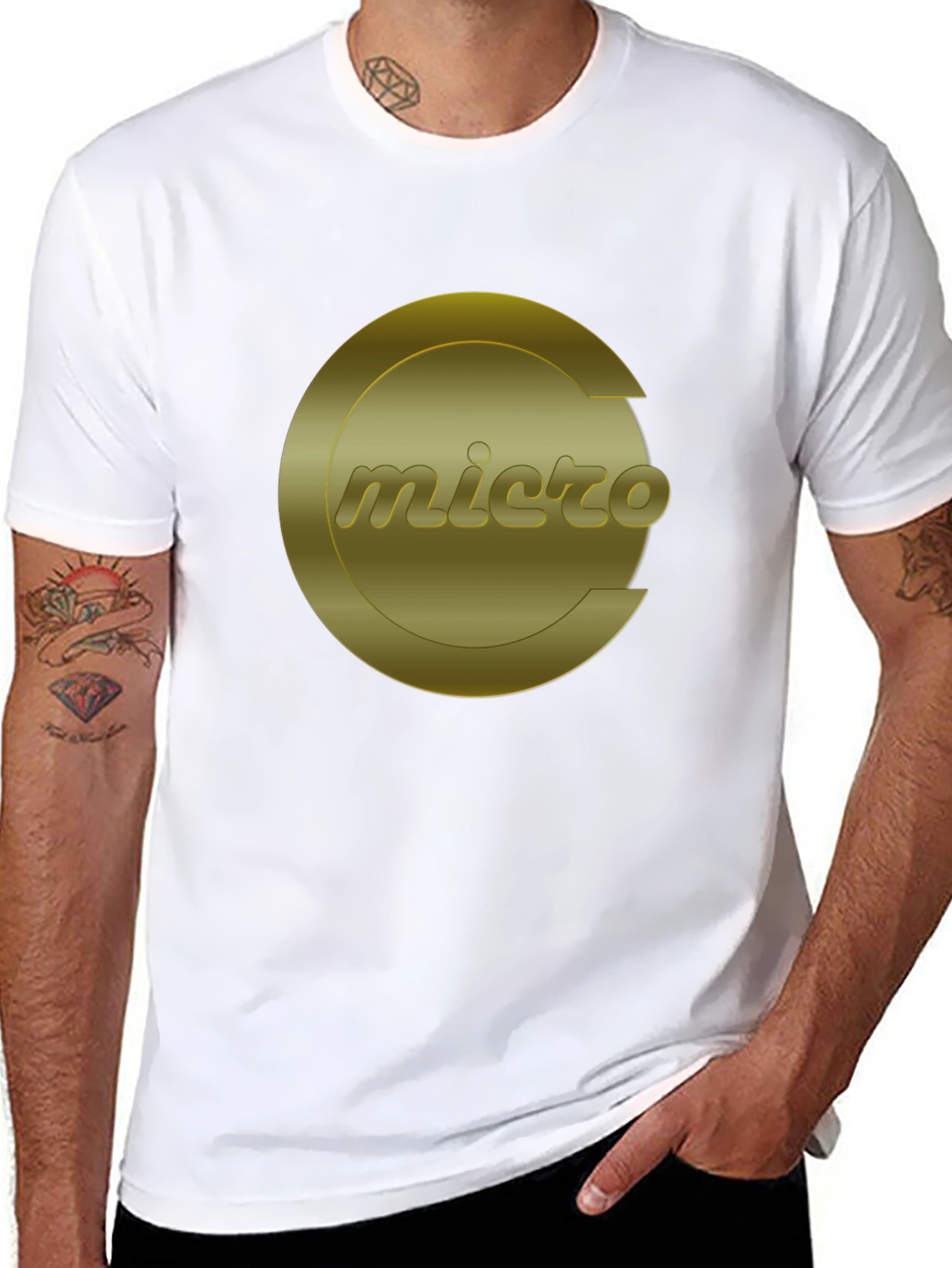 Micro Gold Logo Black T-Shirt