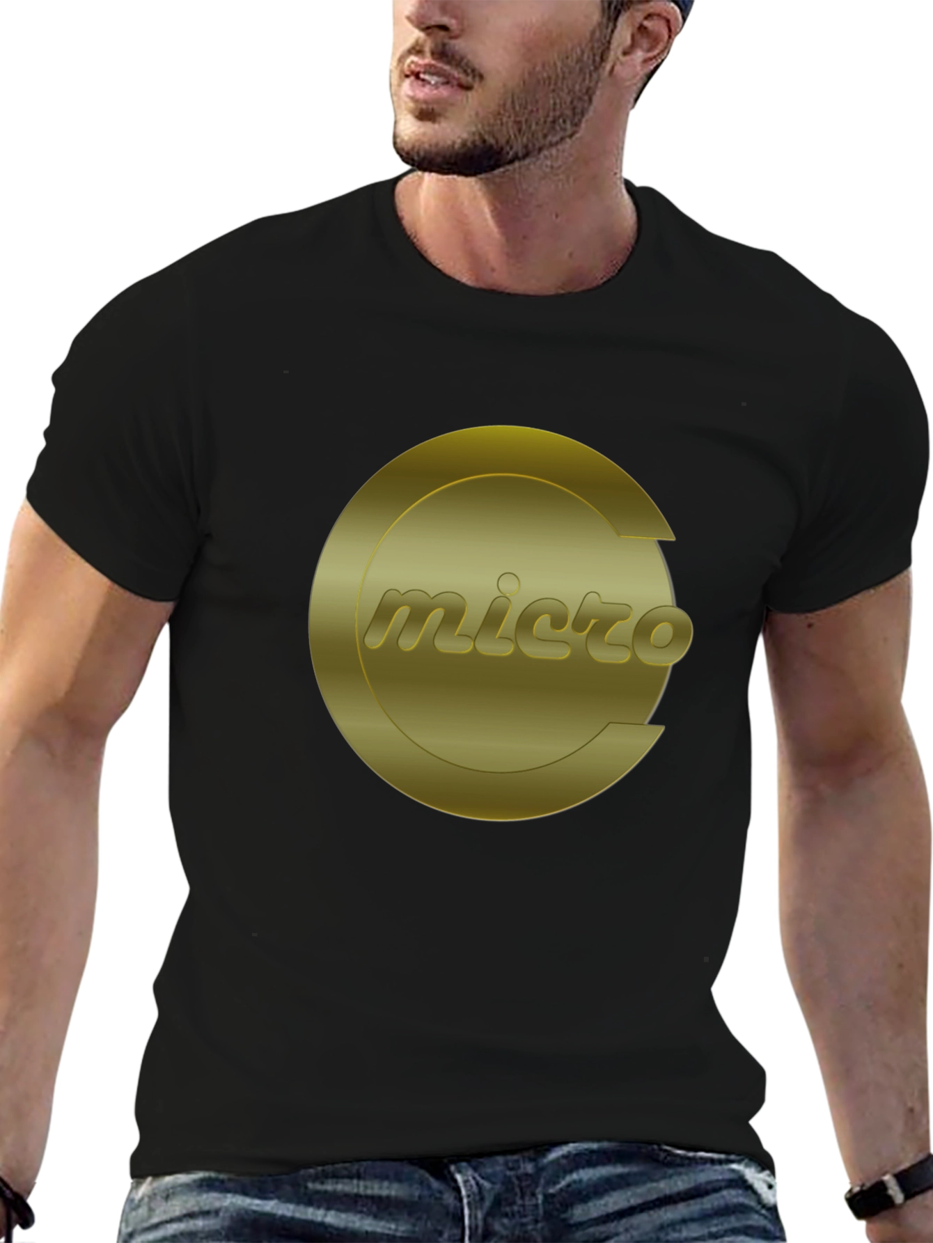 Micro Gold Logo Black T-Shirt