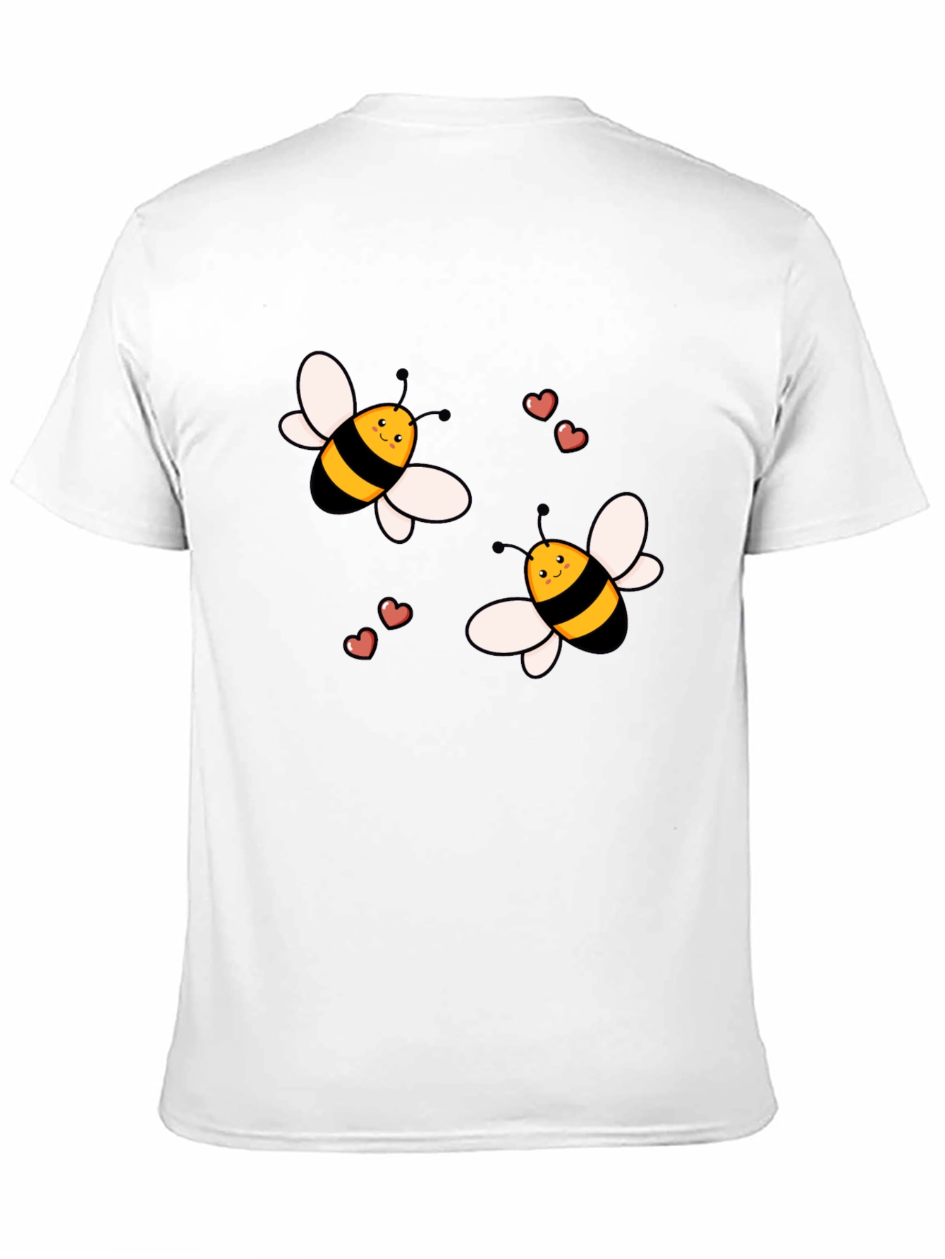 Cute Cartoon Bee T-Shirt Black Cotton Crew Neck