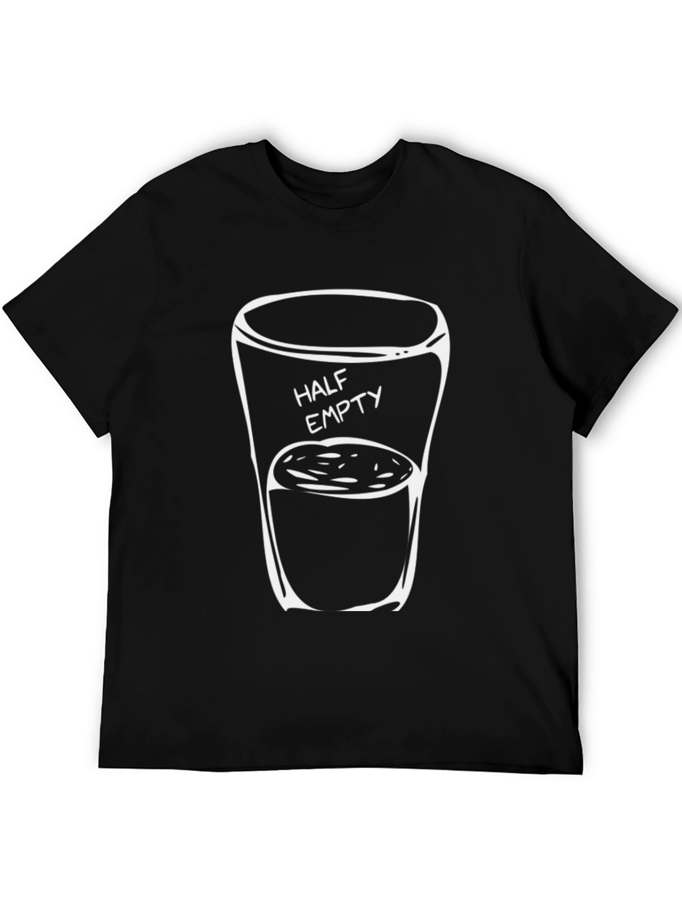 Half Empty Glass Graphic T-Shirt - Black