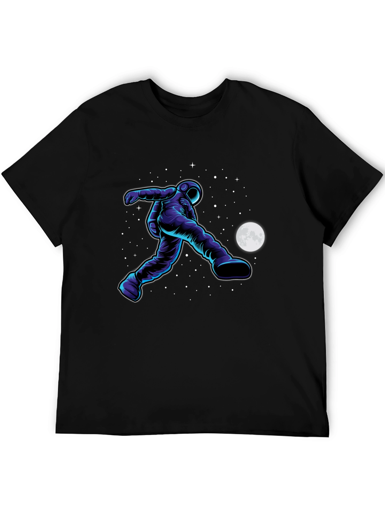 Astronaut Soccer Black T-Shirt - Space Kick Design