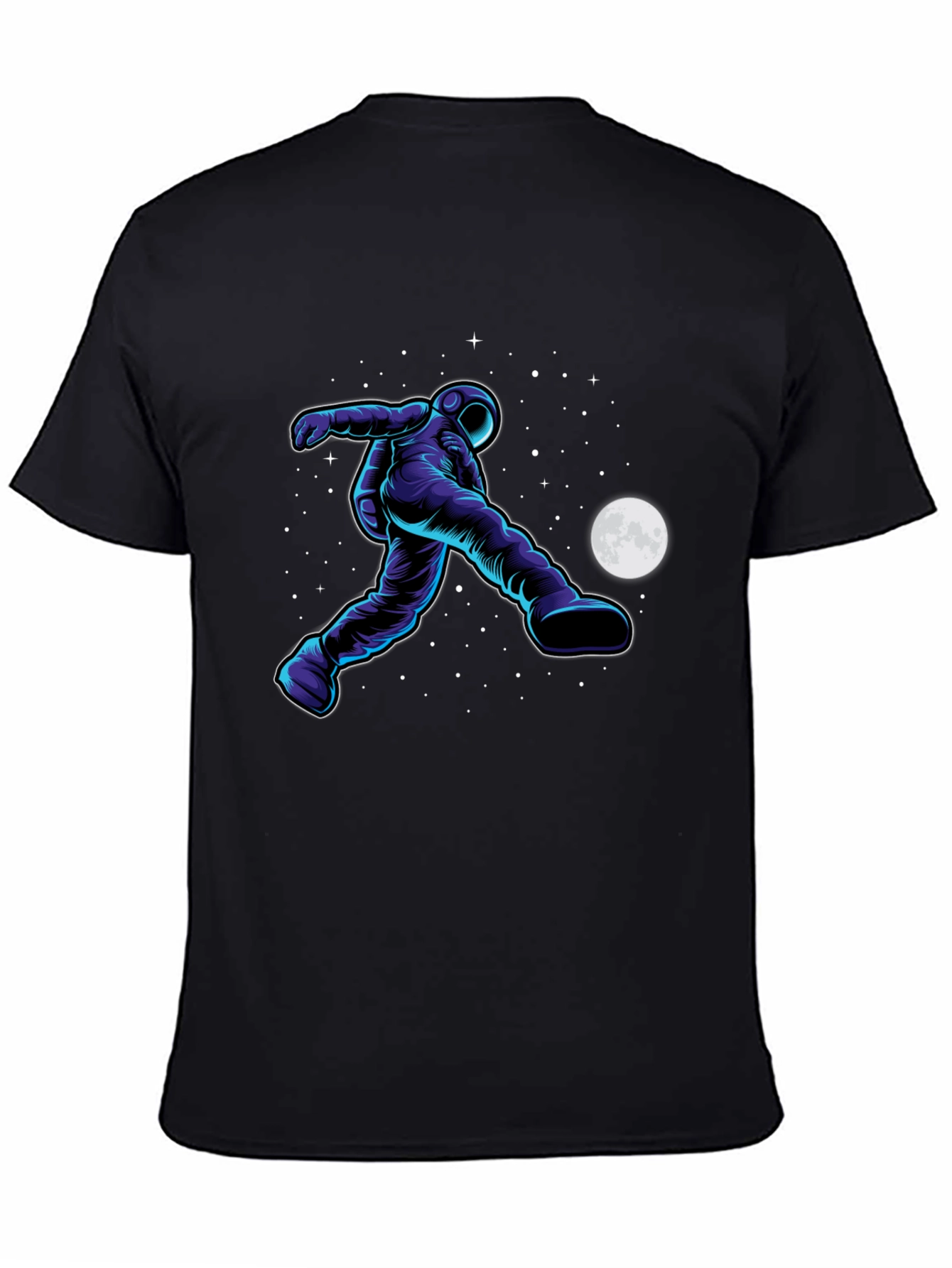 Astronaut Soccer Black T-Shirt - Space Kick Design