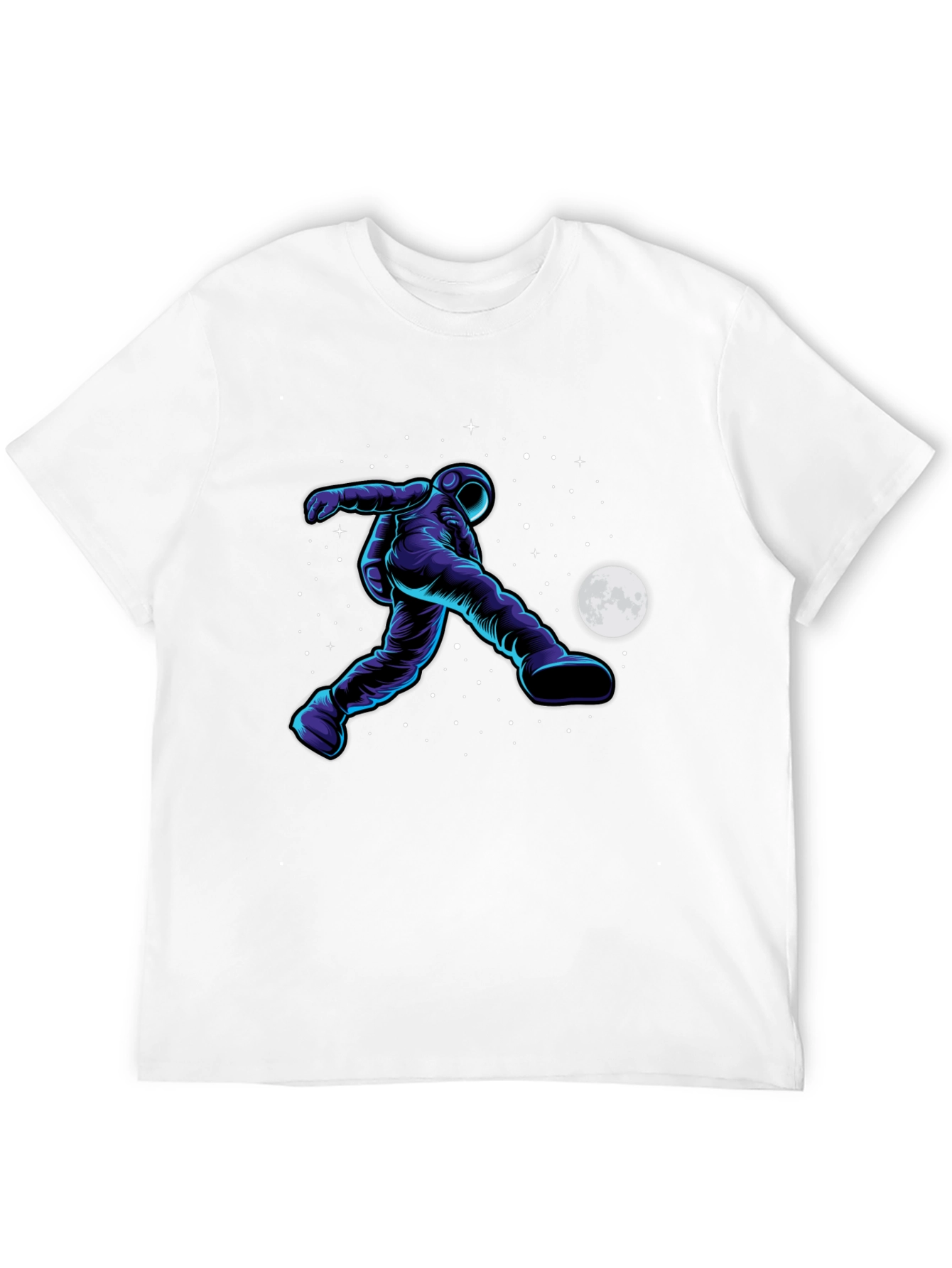 Astronaut Soccer Black T-Shirt - Space Kick Design