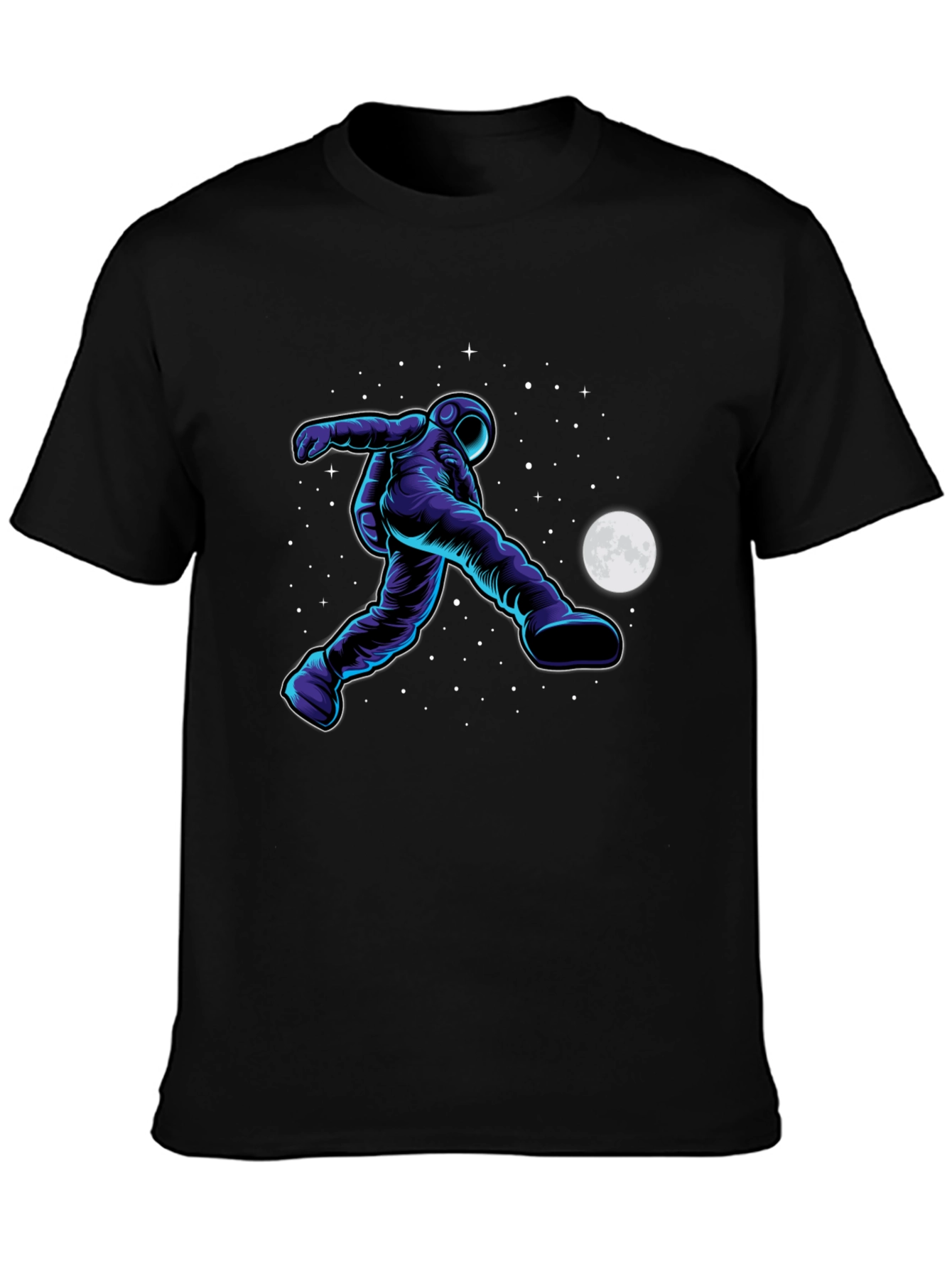Astronaut Soccer Black T-Shirt - Space Kick Design