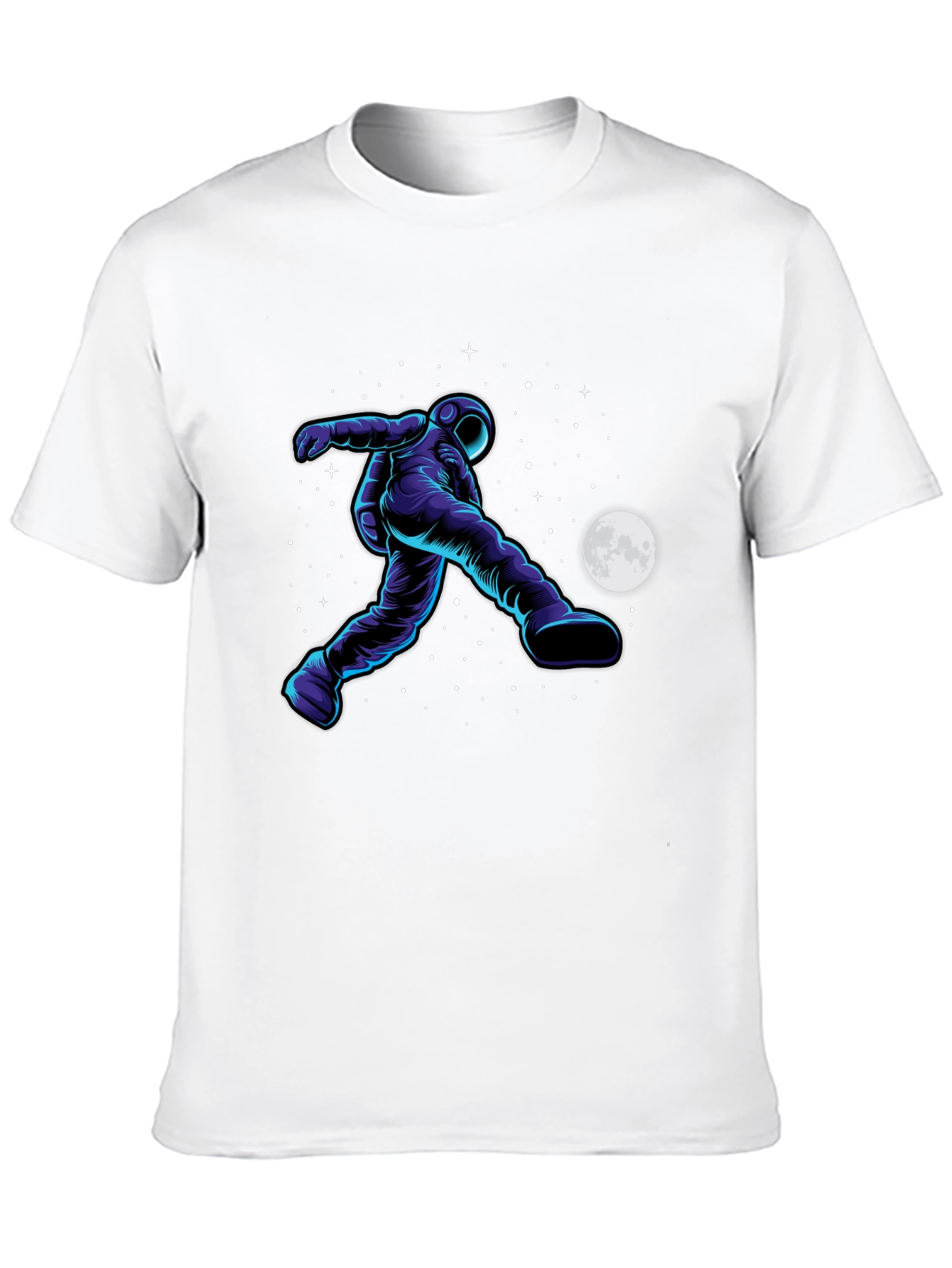 Astronaut Soccer Black T-Shirt - Space Kick Design
