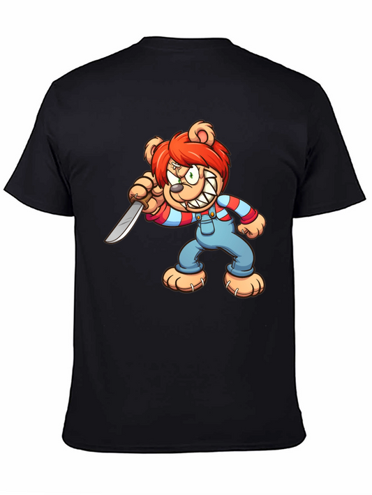 Killer Teddy Bear Graphic Tee - Horror Chucky Parody T-Shirt