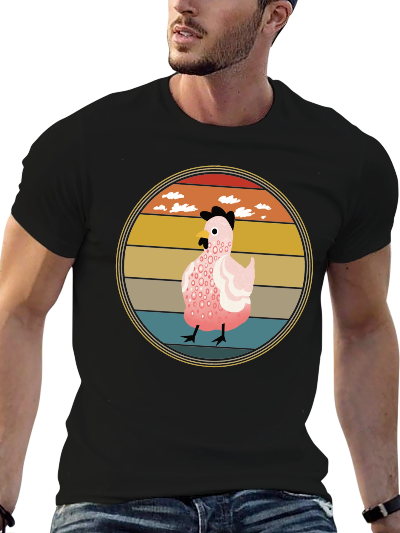 Retro Sunset Chicken Graphic Tee