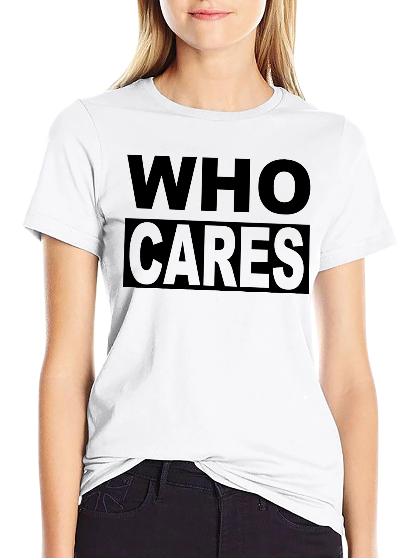 Who Cares Black Graphic T-Shirt