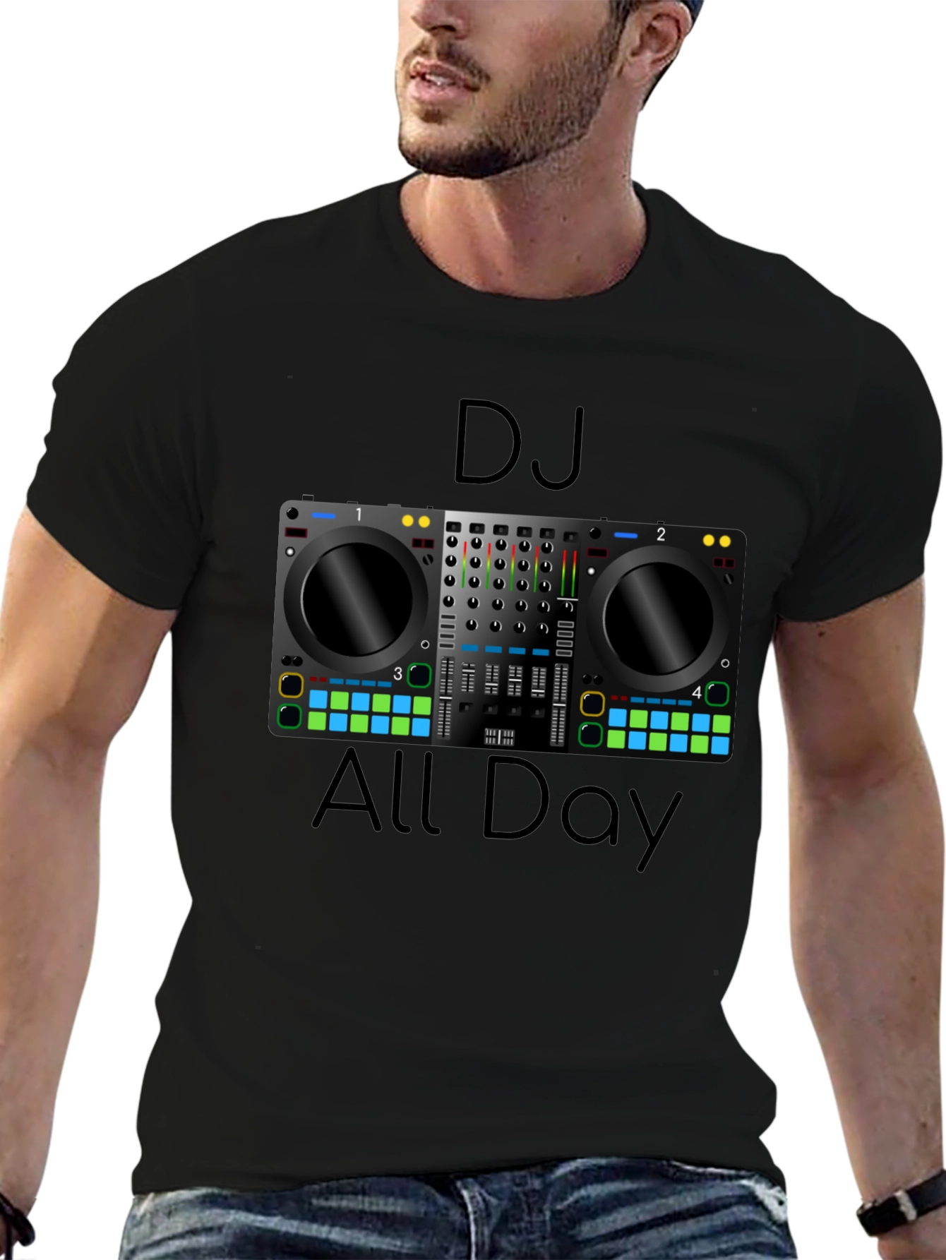 DJ All Day Graphic Tee - Music Lover T-Shirt