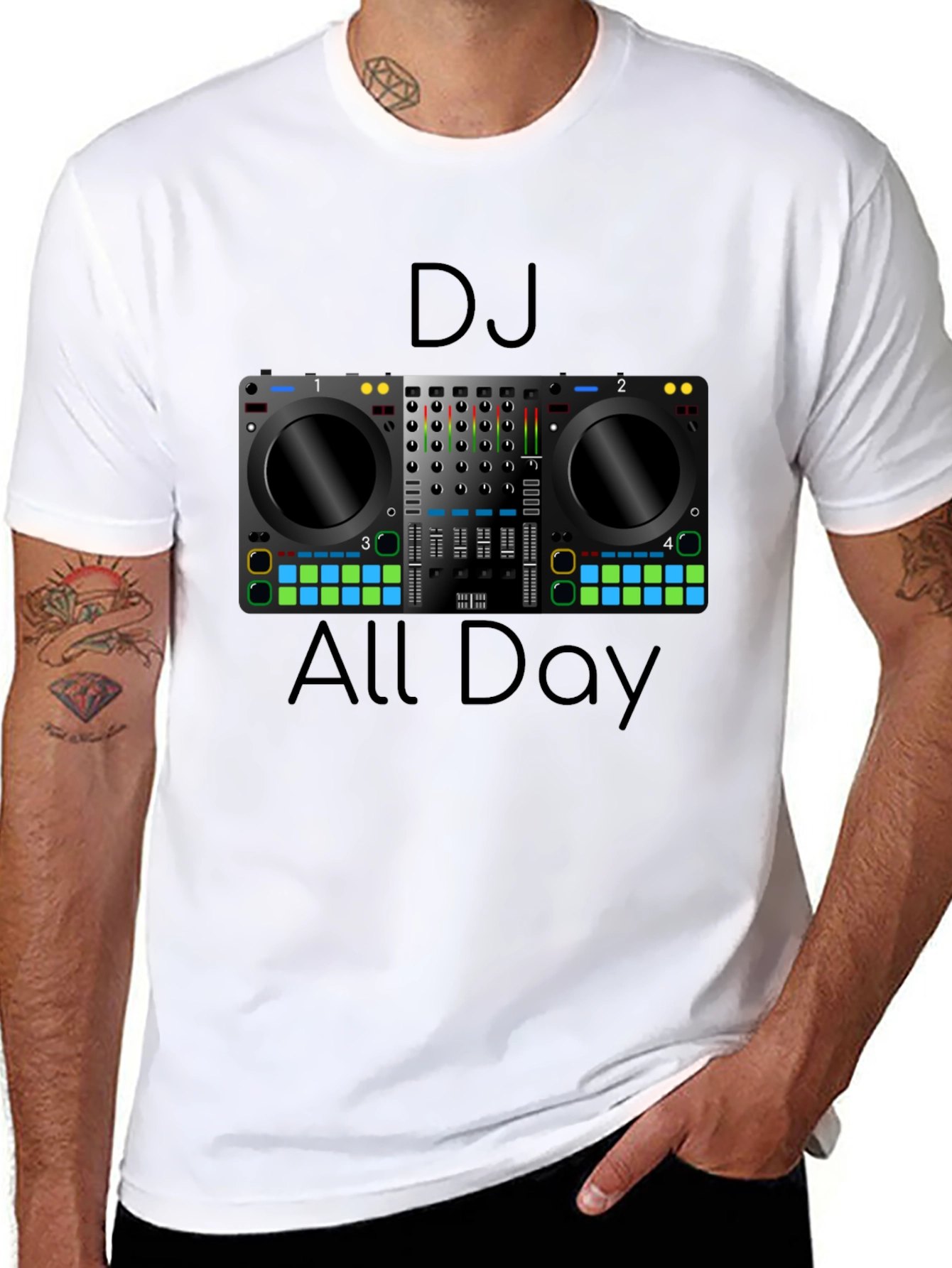 DJ All Day Graphic Tee - Music Lover T-Shirt