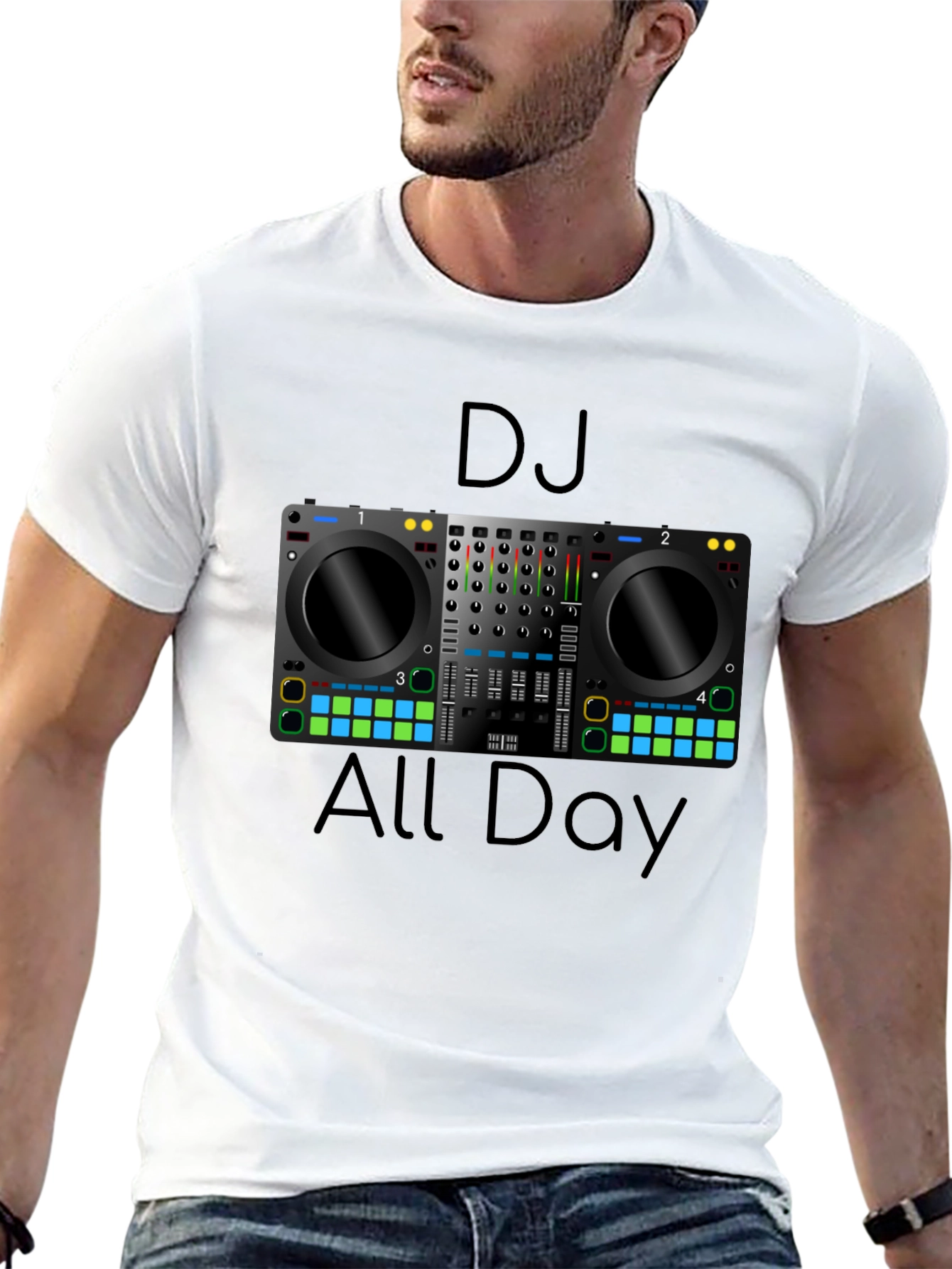 DJ All Day Graphic Tee - Music Lover T-Shirt