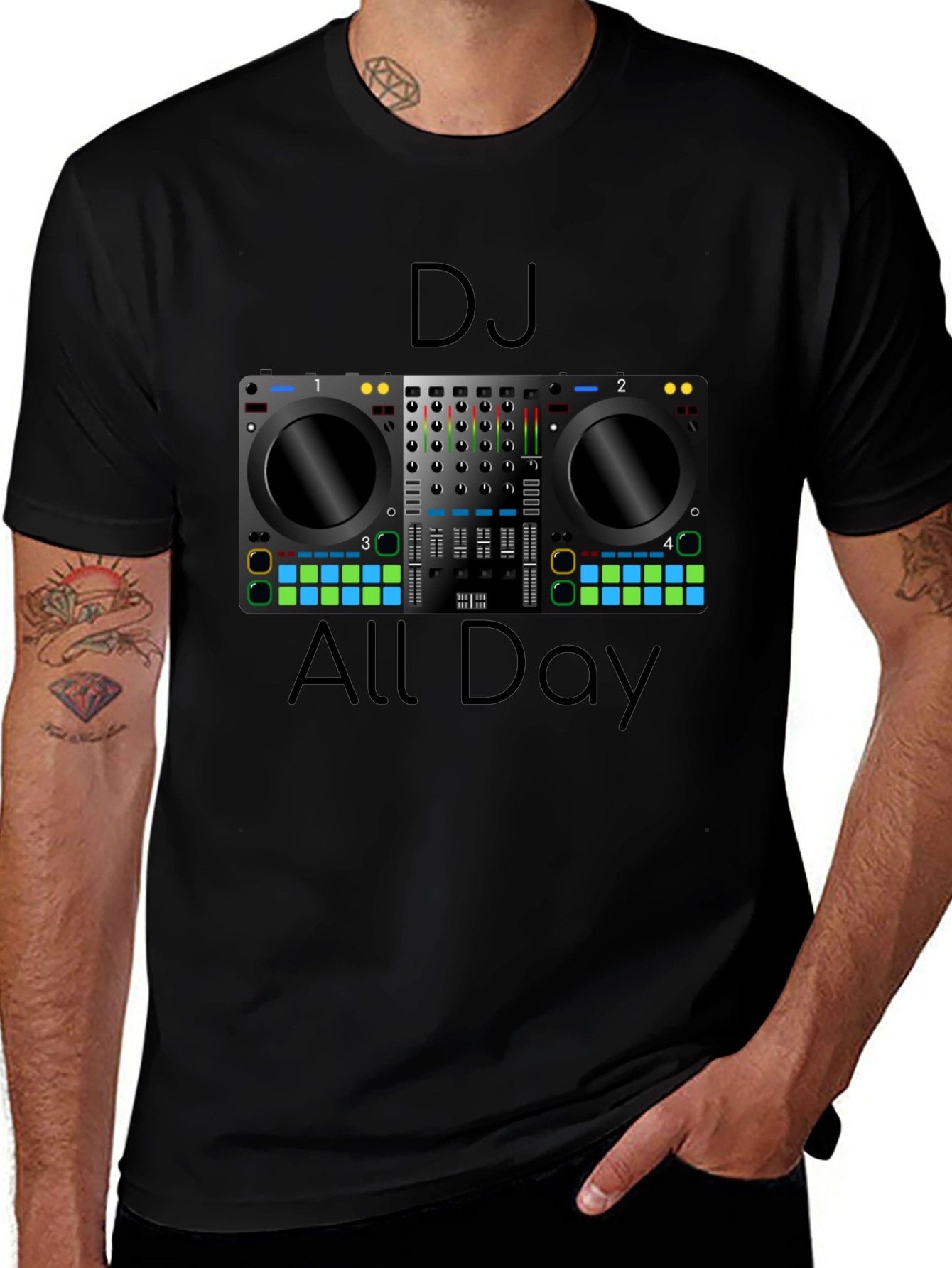 DJ All Day Graphic Tee - Music Lover T-Shirt