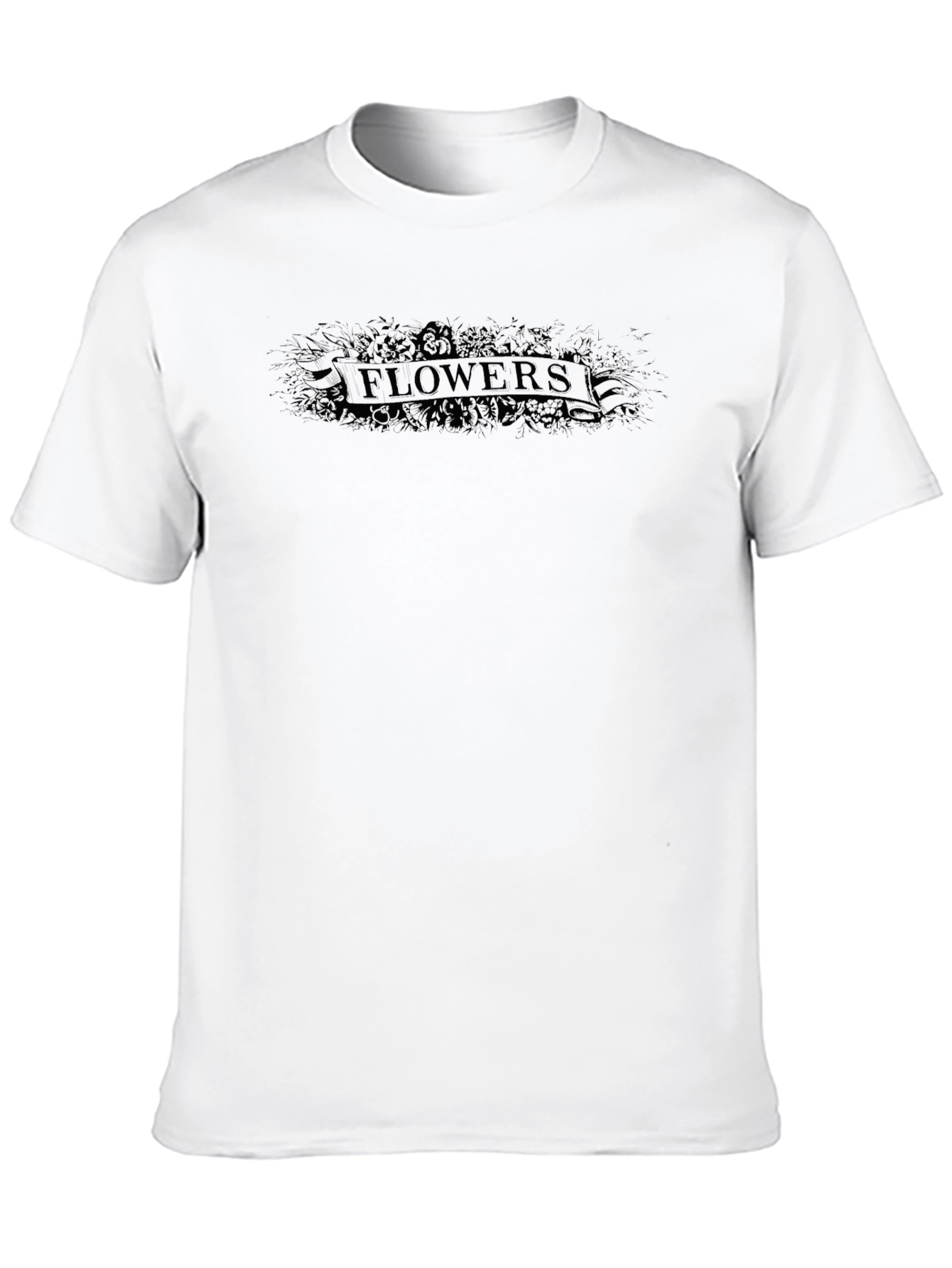 Flowers Graphic Print Tee - Black Casual T-Shirt