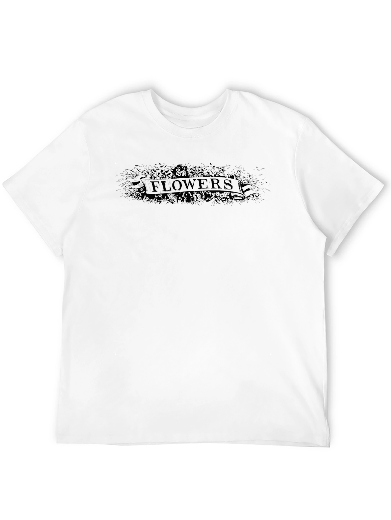 Flowers Graphic Print Tee - Black Casual T-Shirt