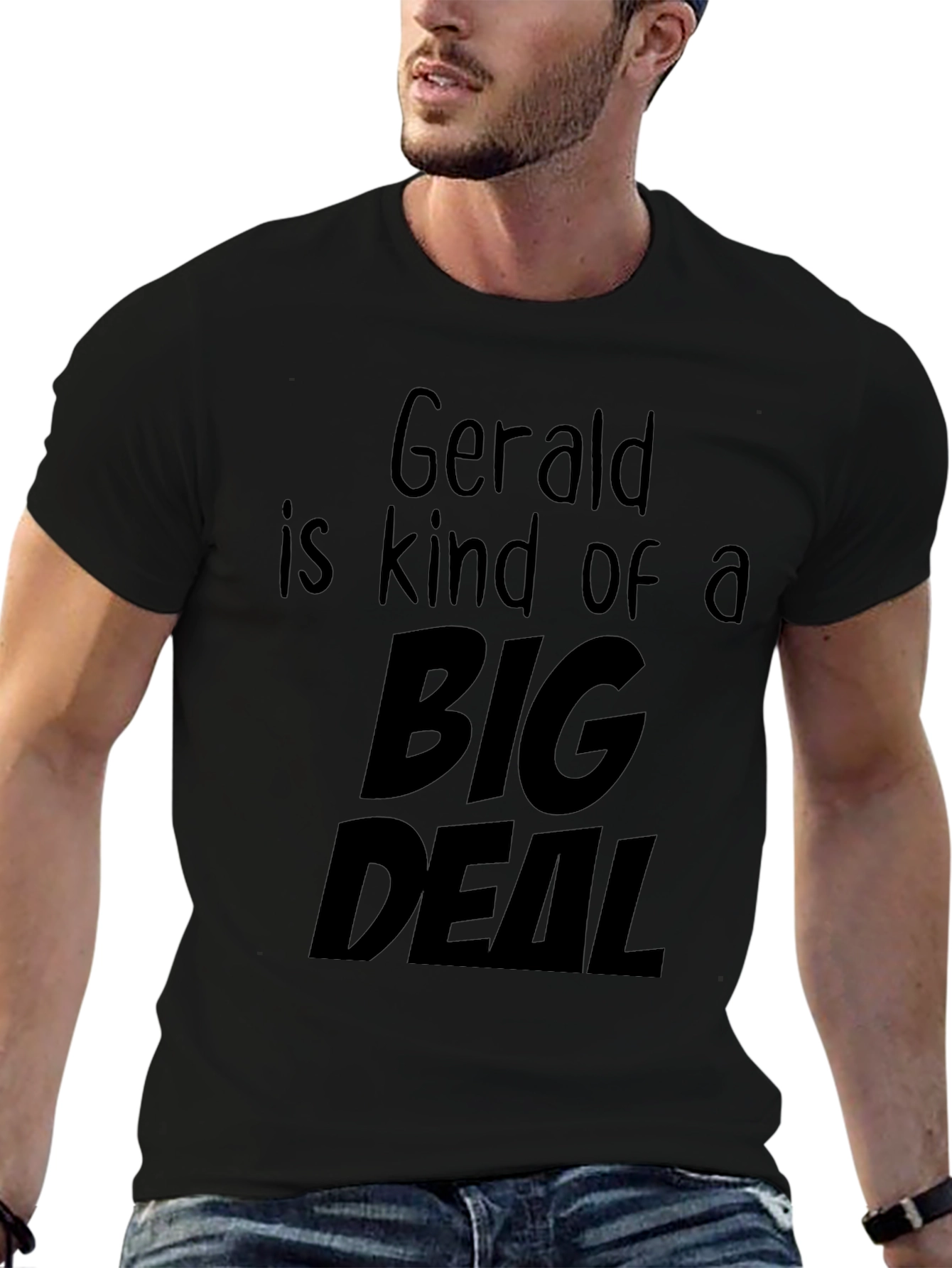 Gerald Big Deal Black Cotton T-Shirt
