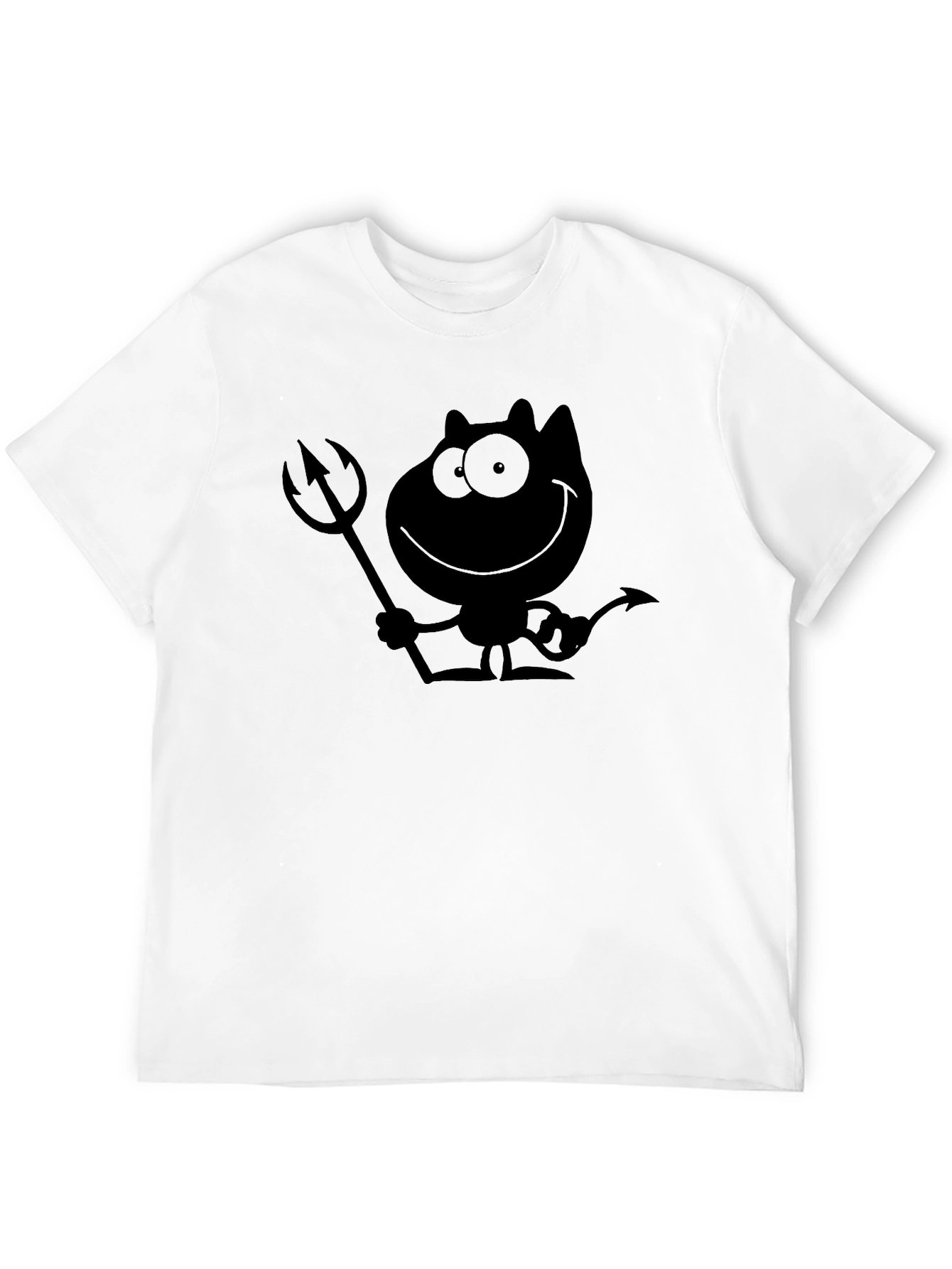 Mens Black Devil Cartoon Graphic Tee
