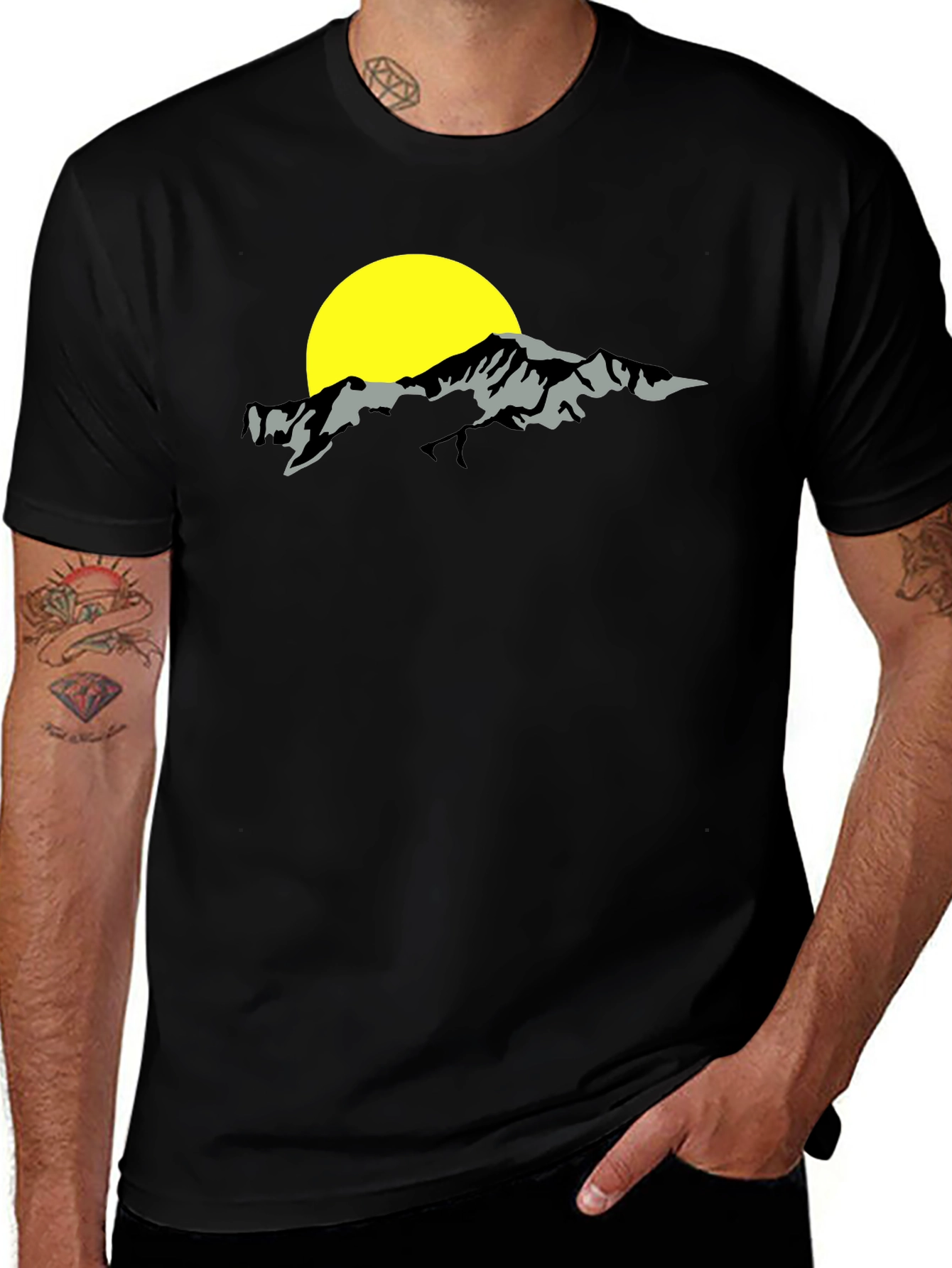 Mountain & Sun Graphic Black T-Shirt