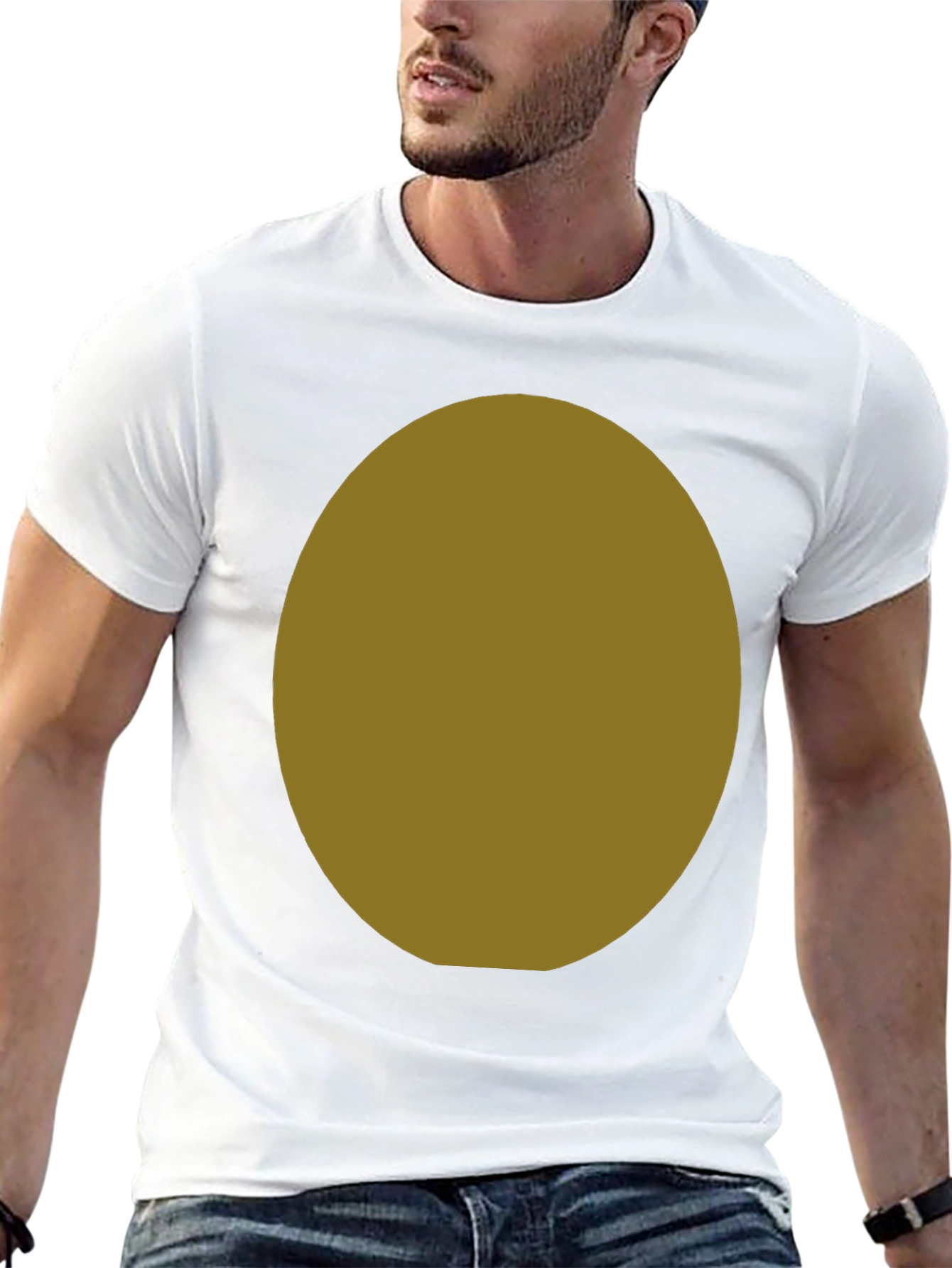 Black T-Shirt with Customizable Oval Design Area