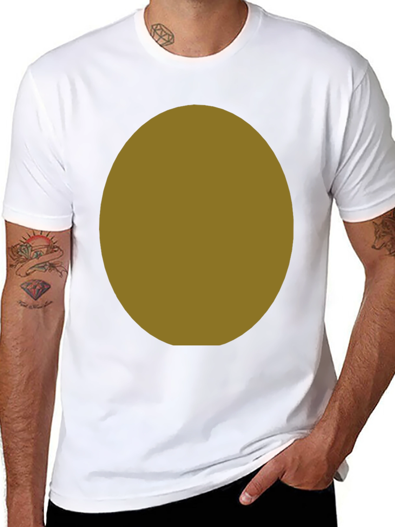 Black T-Shirt with Customizable Oval Design Area