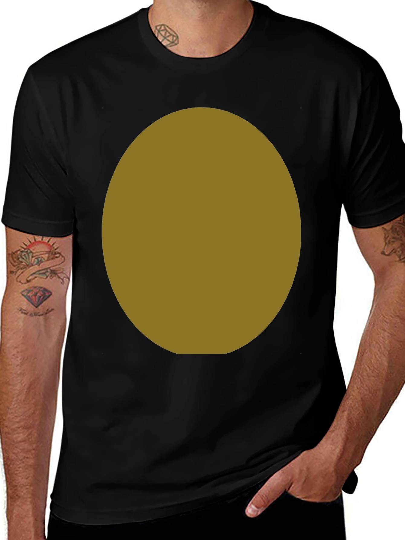 Black T-Shirt with Customizable Oval Design Area