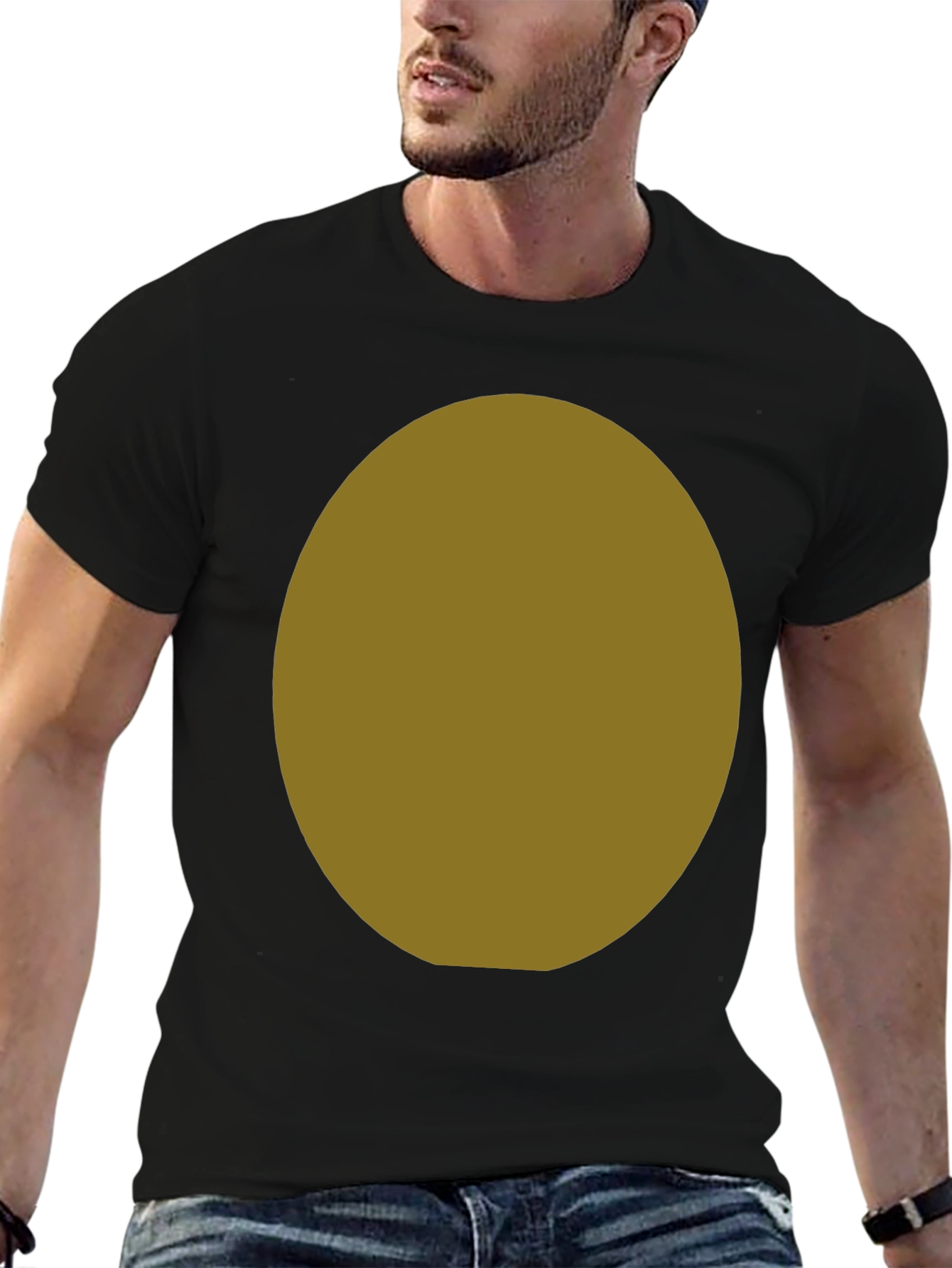 Black T-Shirt with Customizable Oval Design Area