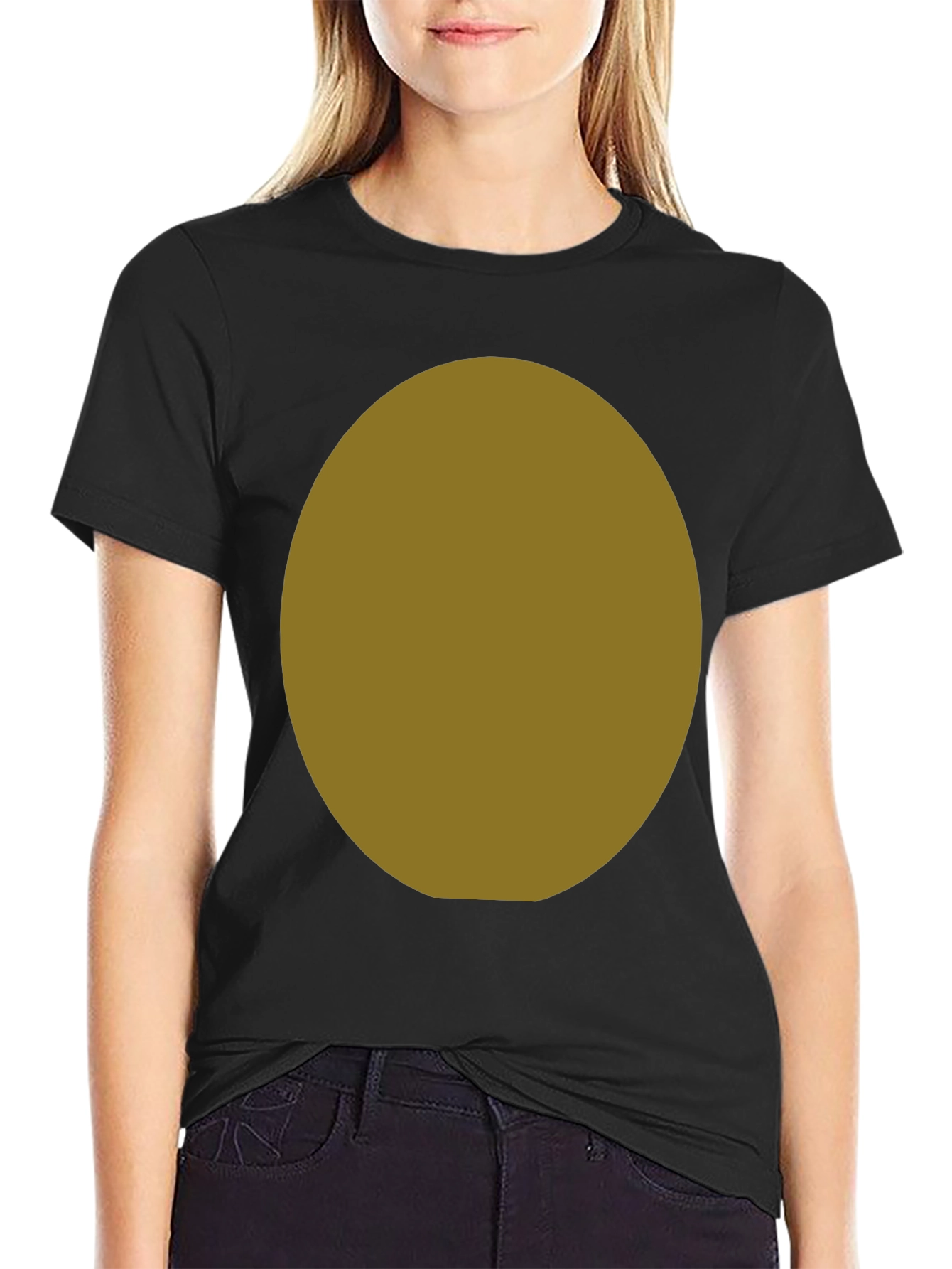 Black T-Shirt with Customizable Oval Design Area