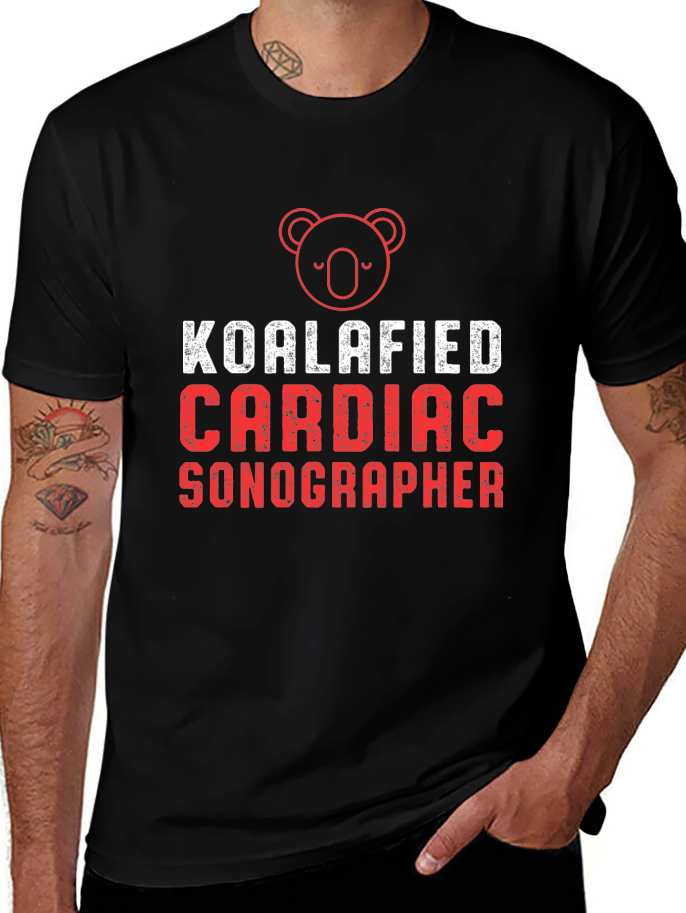 Koalafied Cardiac Sonographer Black T-Shirt