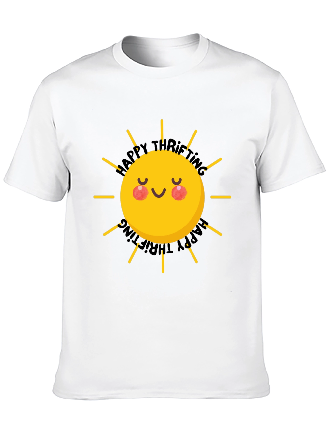 Happy Thrifting Sun Graphic Black T-Shirt