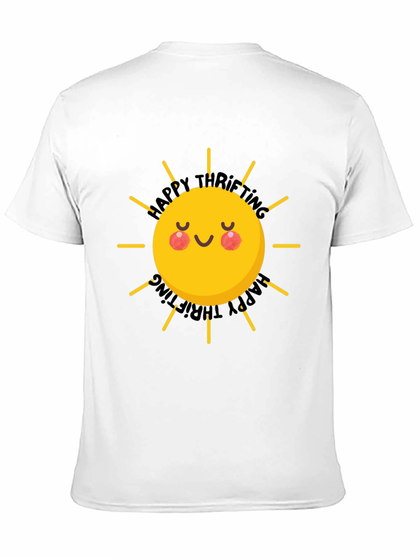 Happy Thrifting Sun Graphic Black T-Shirt