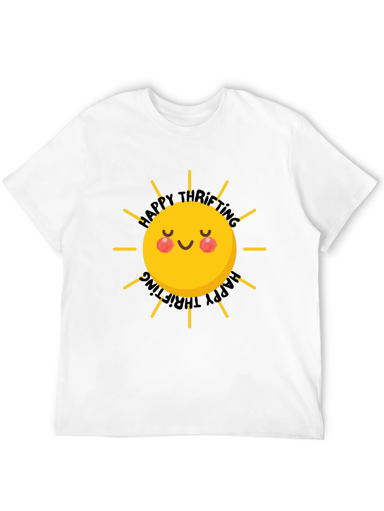 Happy Thrifting Sun Graphic Black T-Shirt