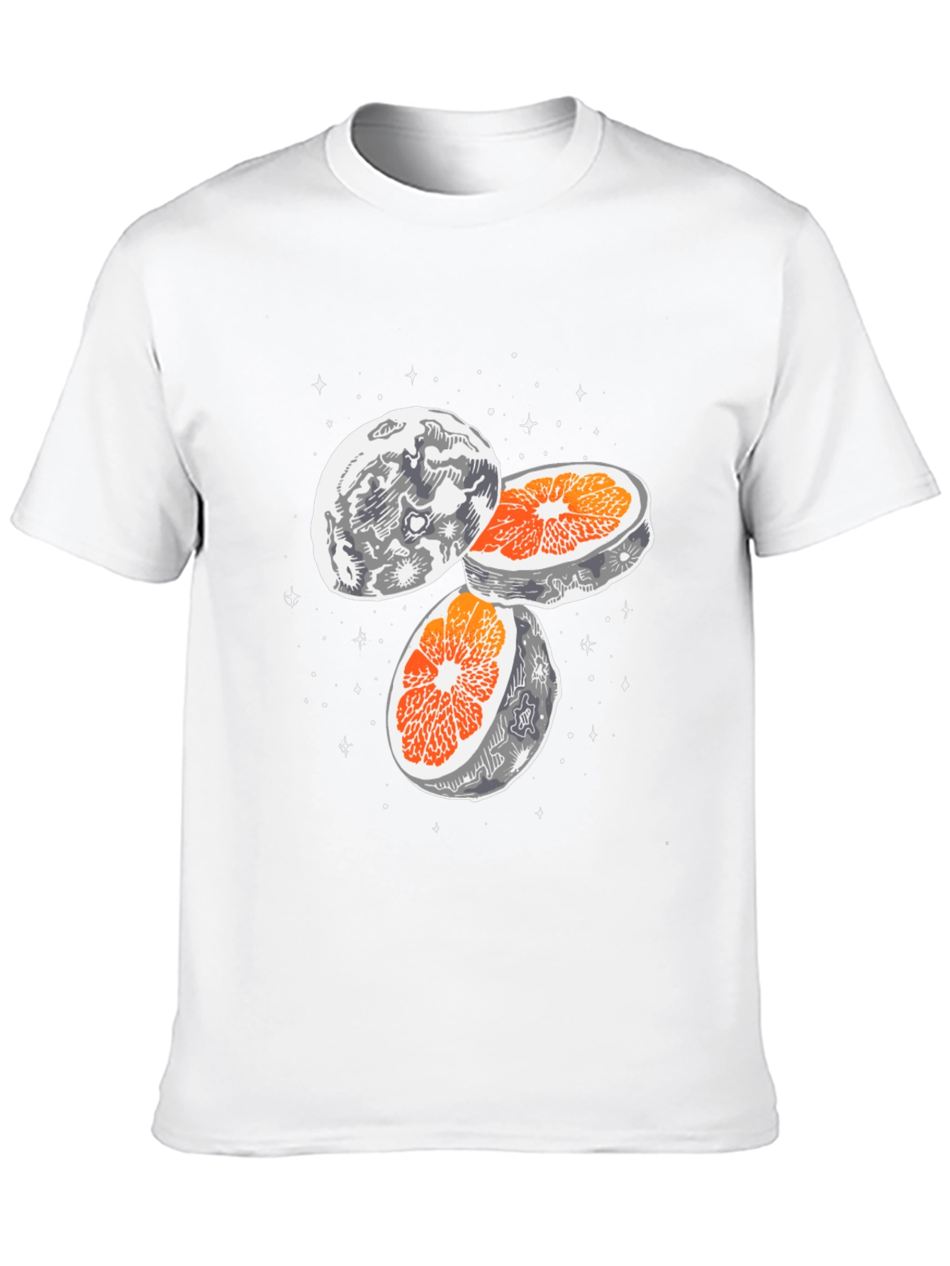 Moon Orange Graphic Tee - Black Cotton Blend