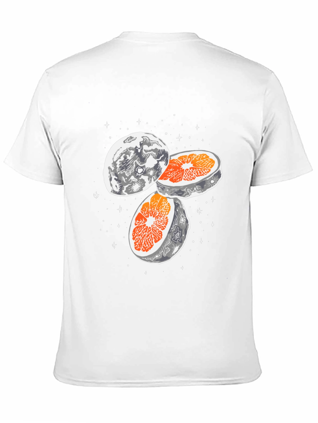 Moon Orange Graphic Tee - Black Cotton Blend