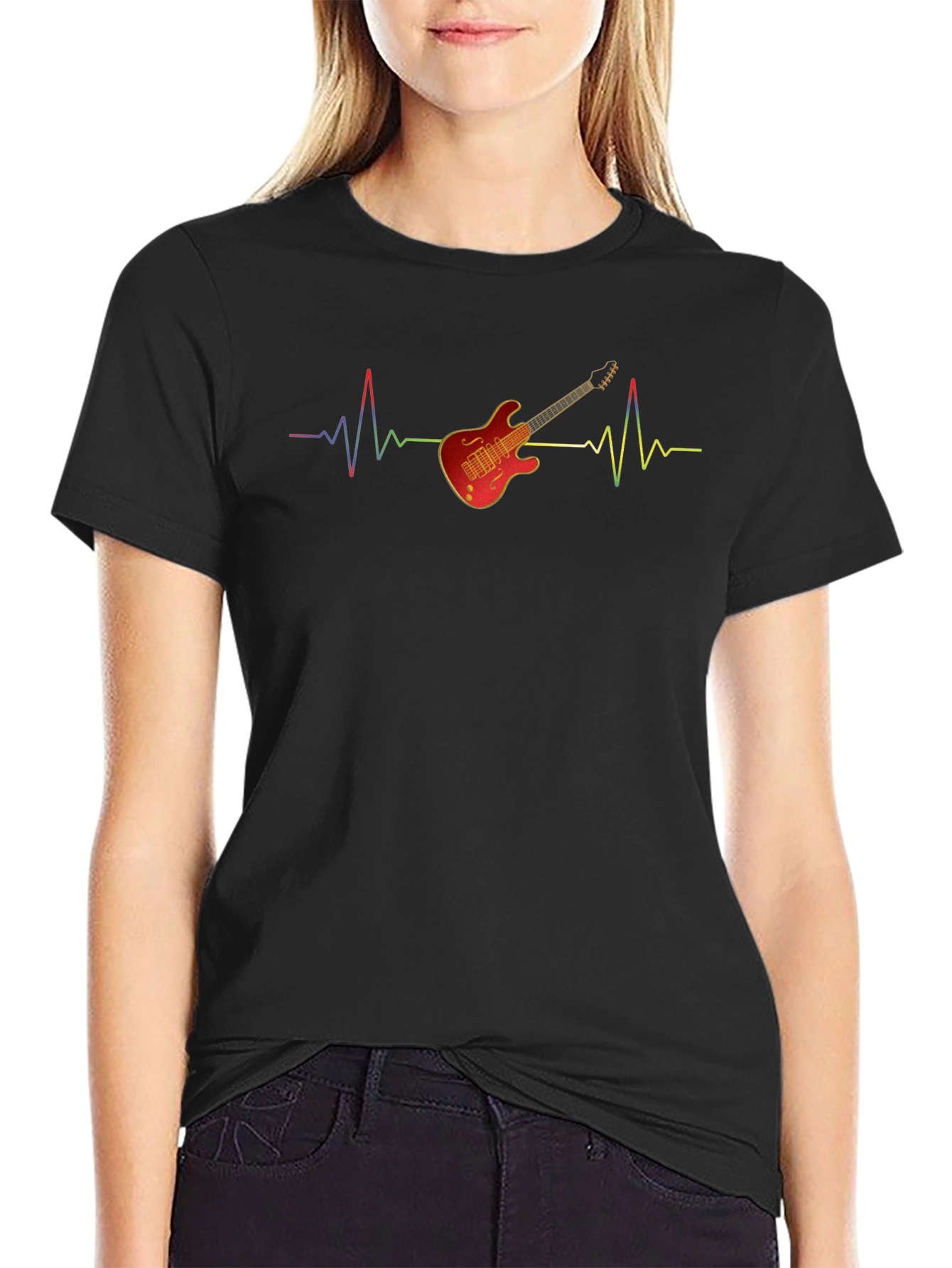 Guitar Heartbeat Graphic T-Shirt