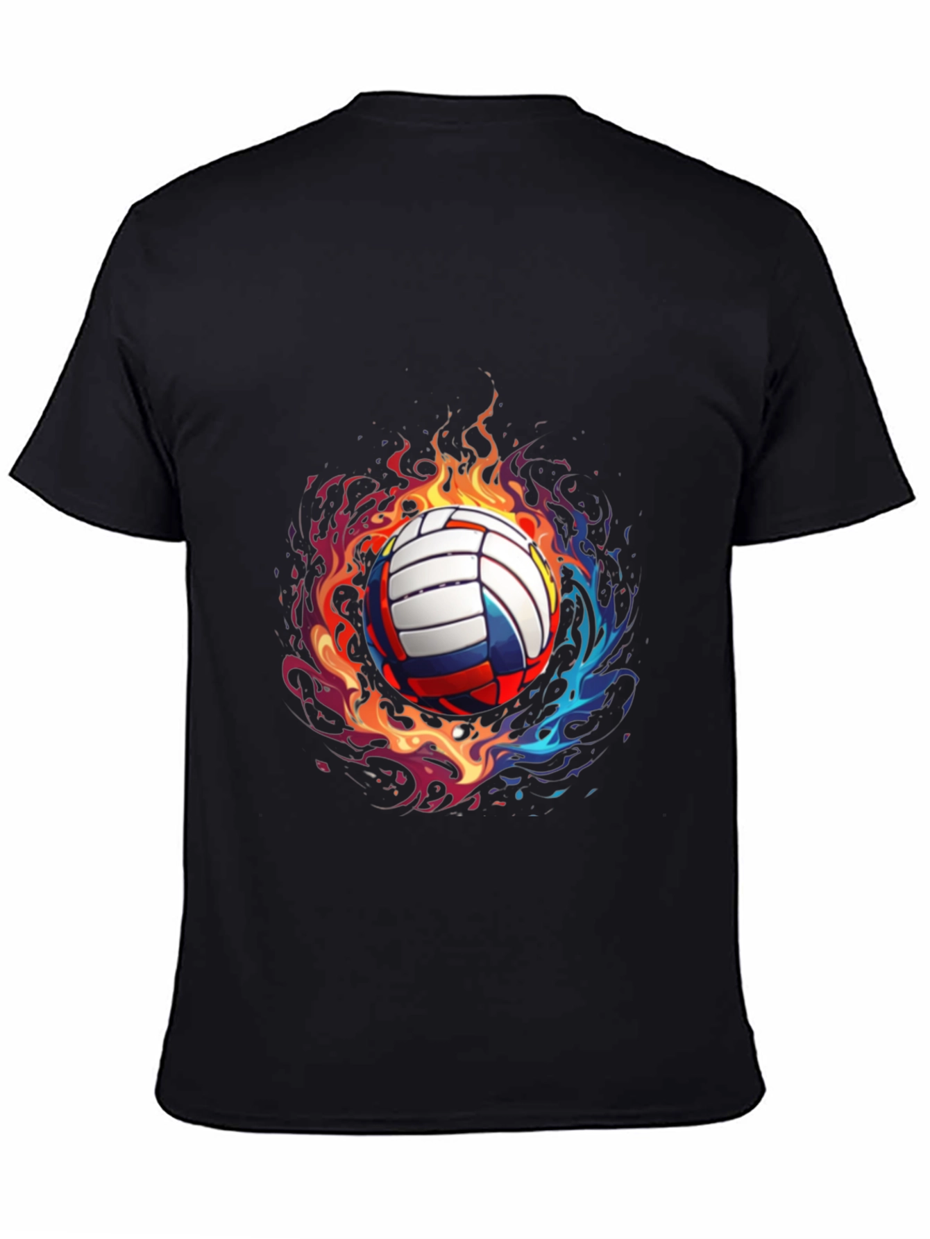 Flaming Volleyball Graphic Tee - Black