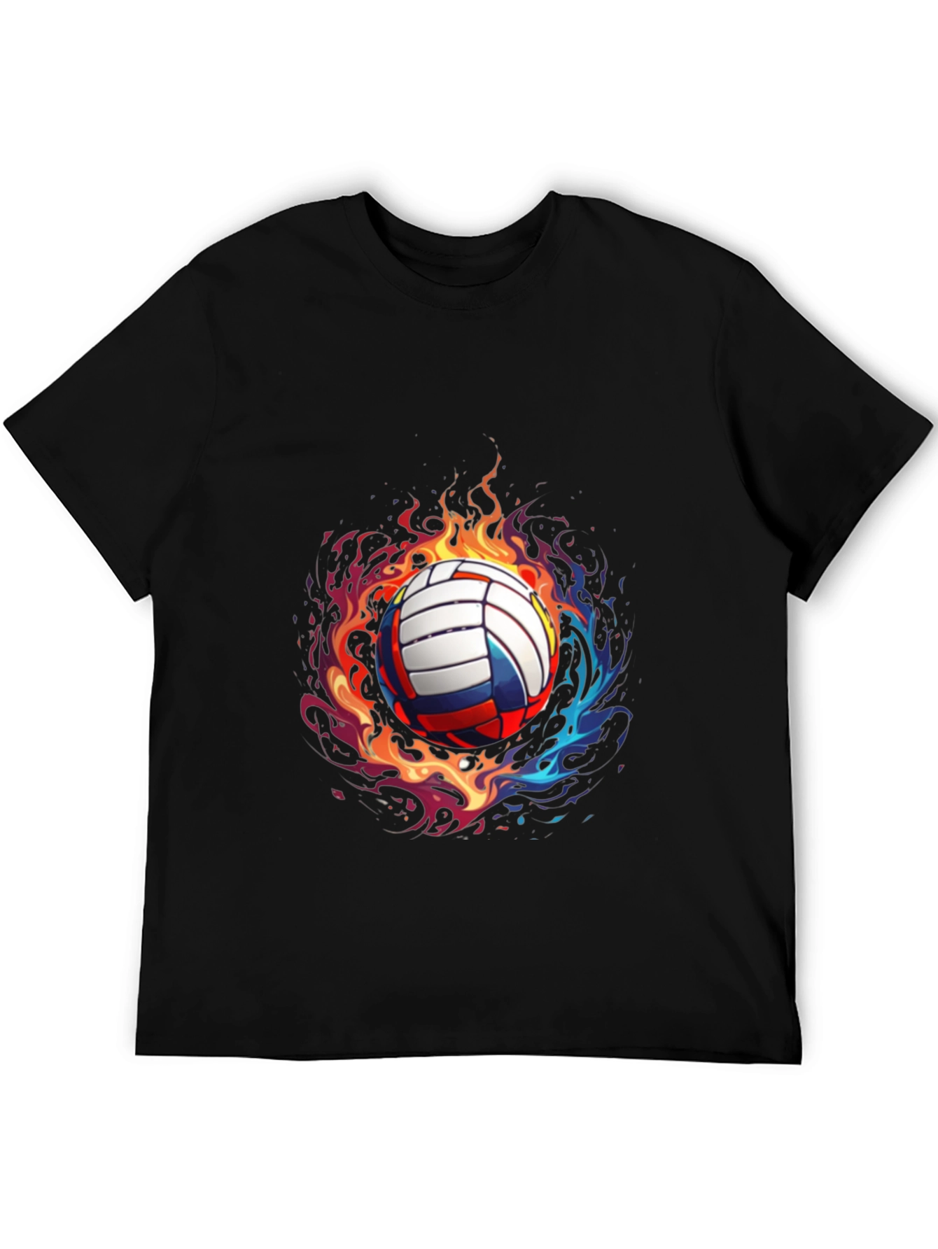 Flaming Volleyball Graphic Tee - Black