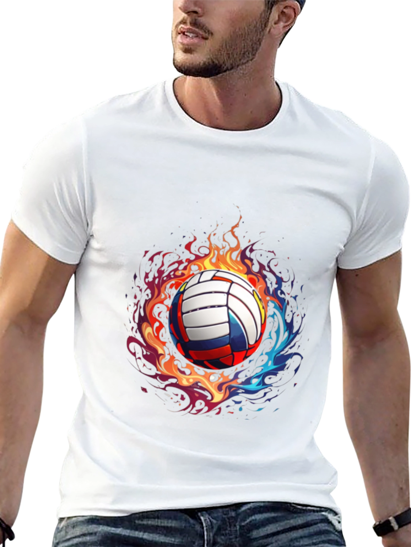 Flaming Volleyball Graphic Tee - Black