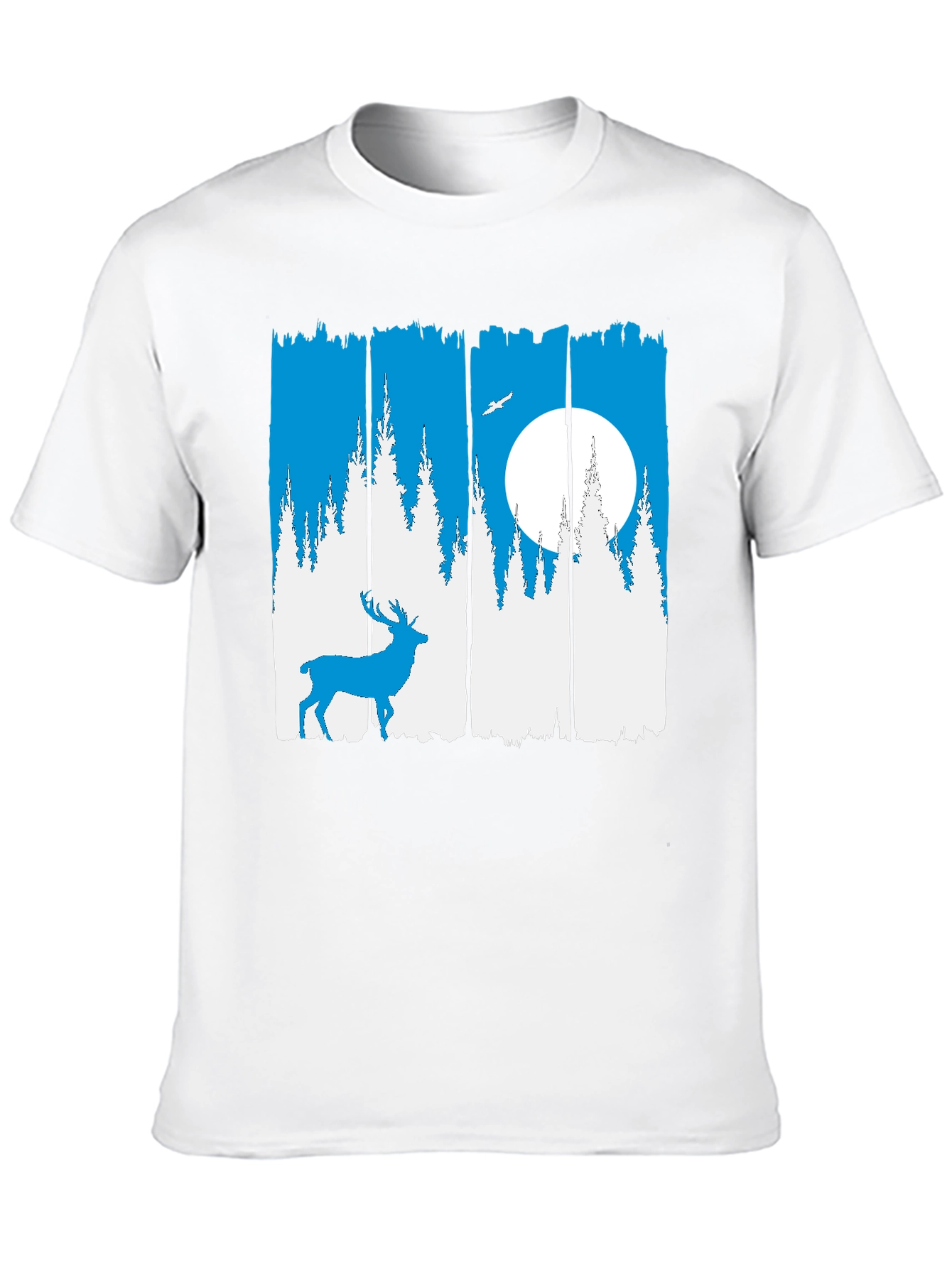 Nature Deer Graphic Tee - Mens Black Crew Neck