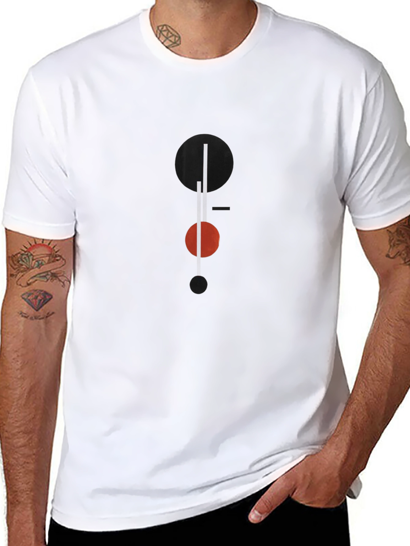 Modern Geometric Graphic Black T-Shirt