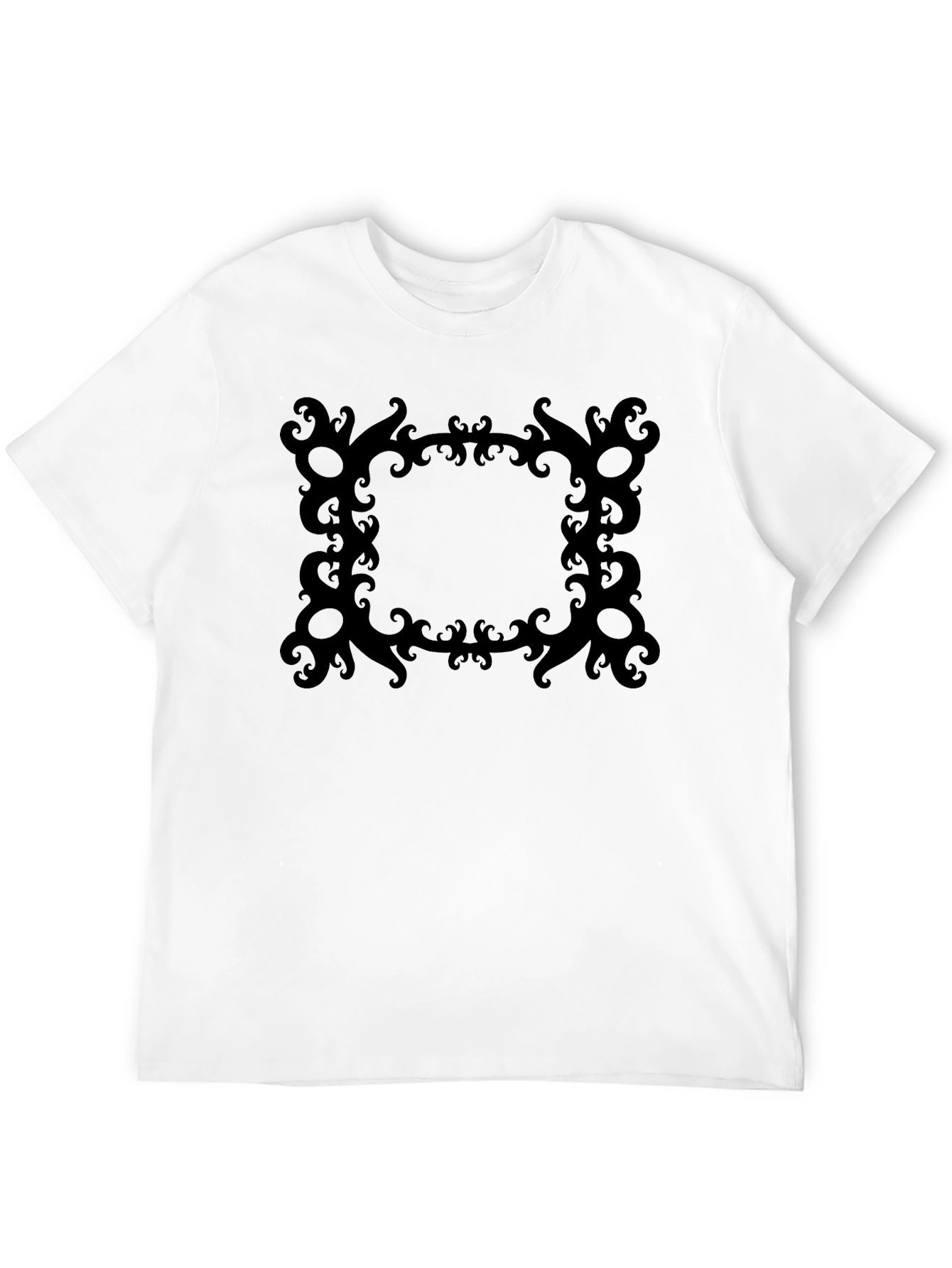 Stylish Black Tee with Ornate Square Graphic