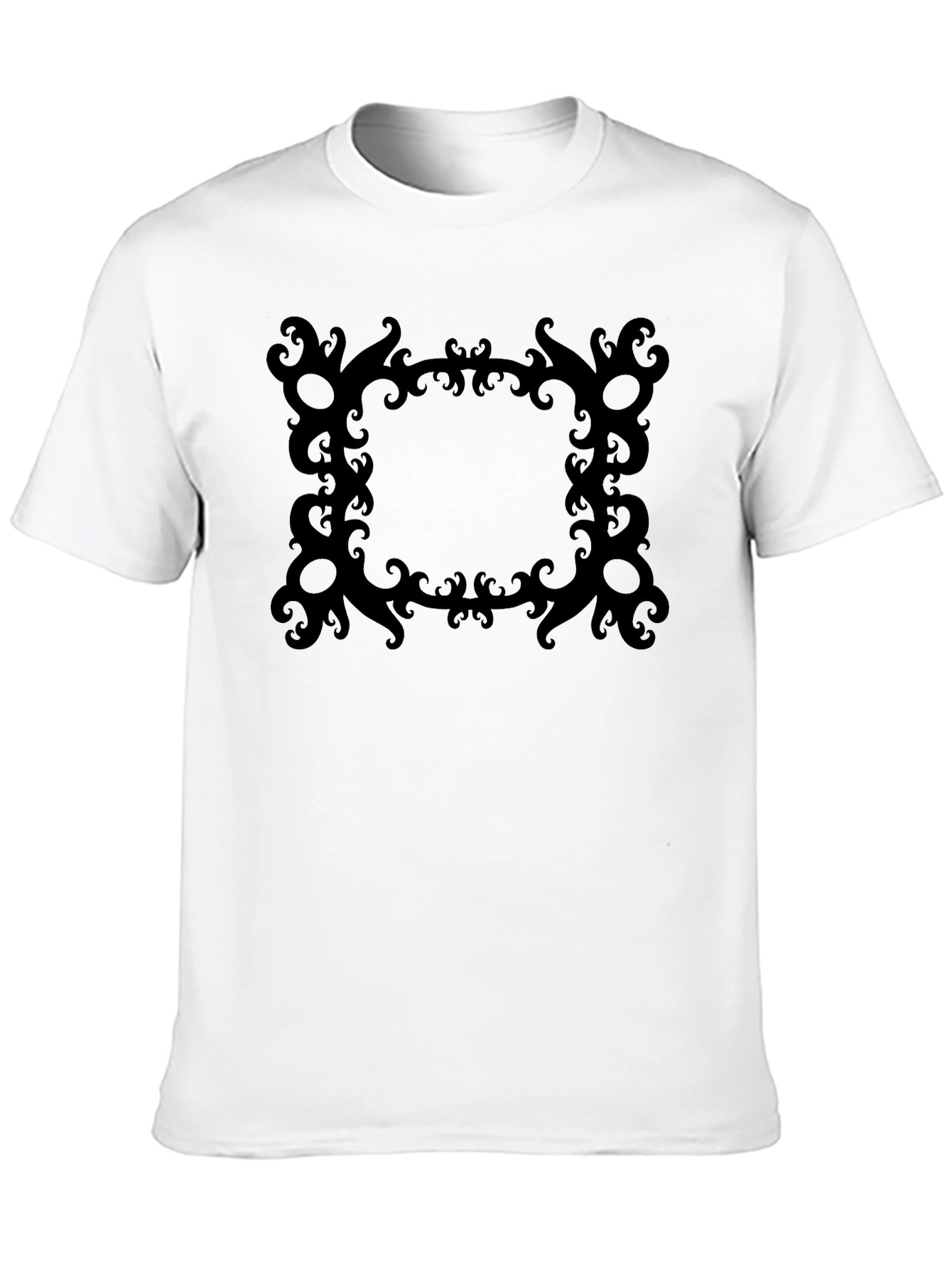 Stylish Black Tee with Ornate Square Graphic
