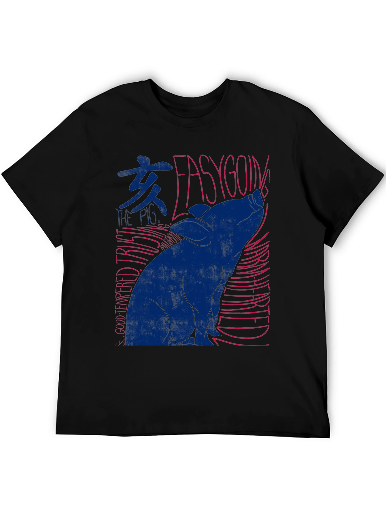 Easygoing Pig Graphic Tee - Mens Black T-Shirt