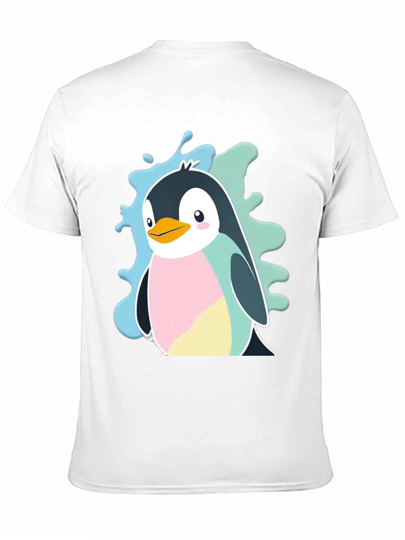 Cute Cartoon Penguin Graphic Tee - Black