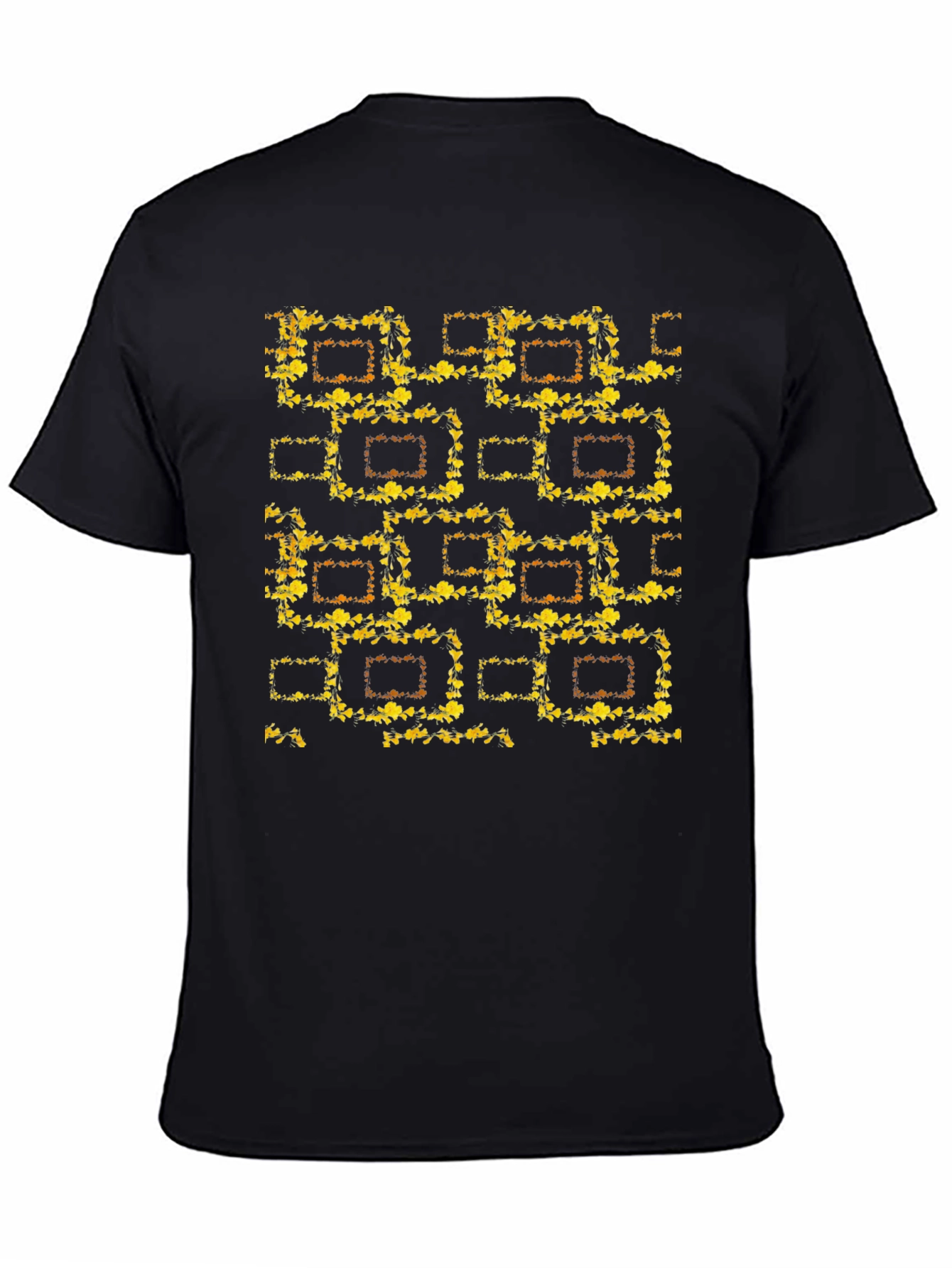 Abstract Floral Pattern Black T-Shirt