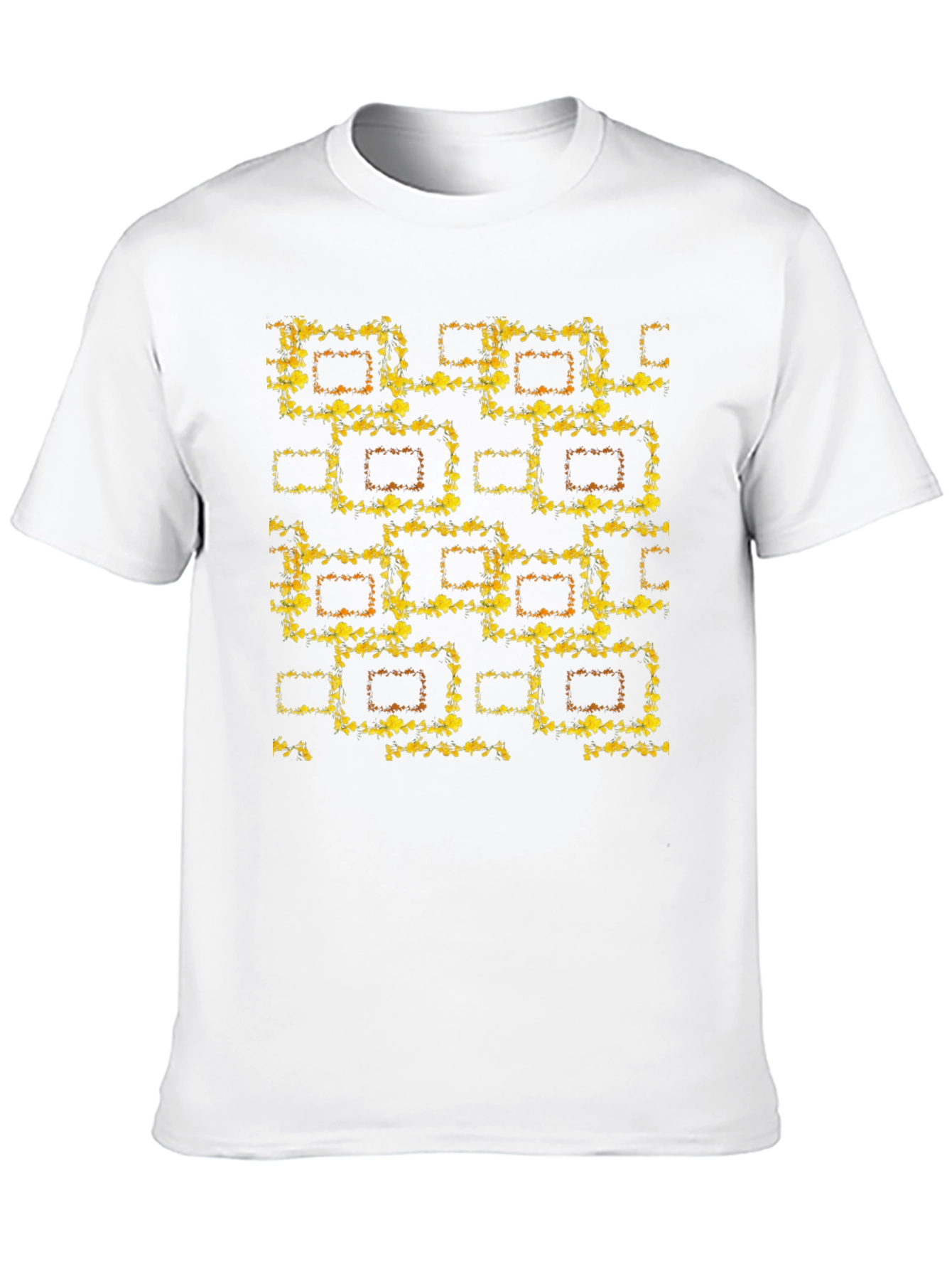 Abstract Floral Pattern Black T-Shirt