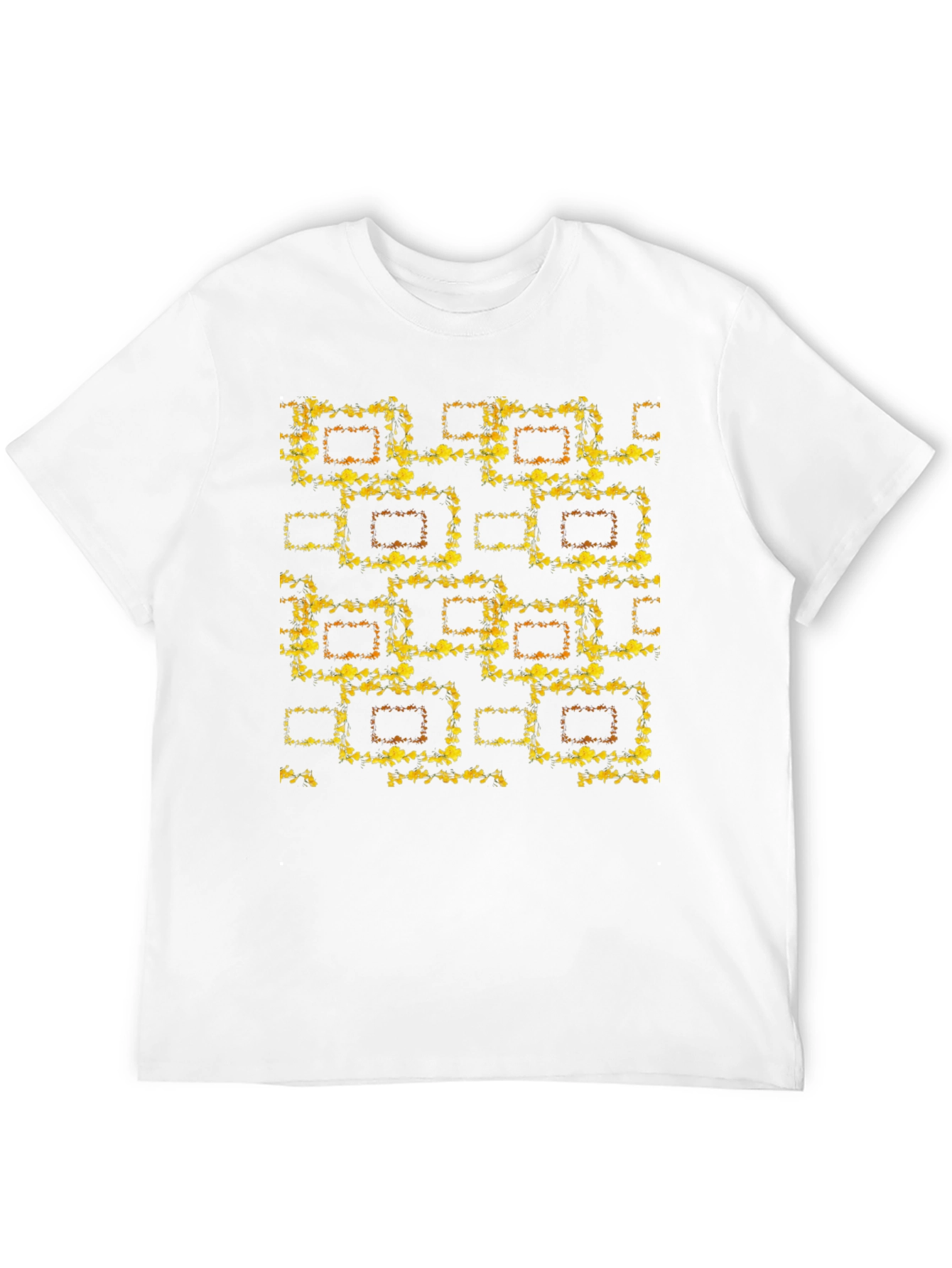 Abstract Floral Pattern Black T-Shirt