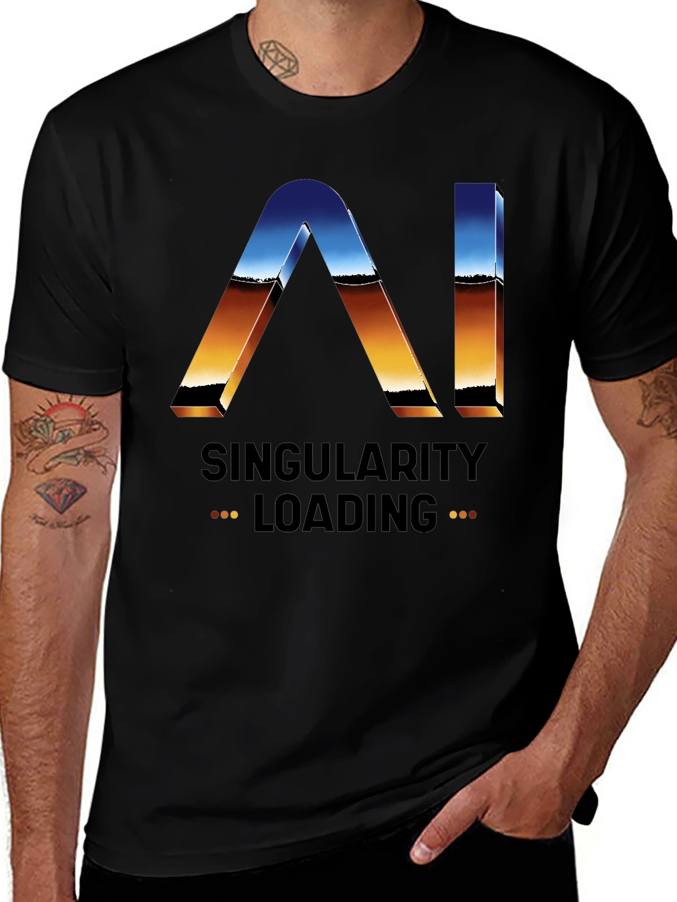 AI Singularity Loading T-Shirt - Future Tech Style