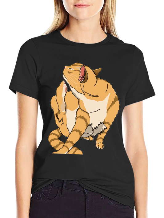 Funny Cat Scratching Graphic T-Shirt