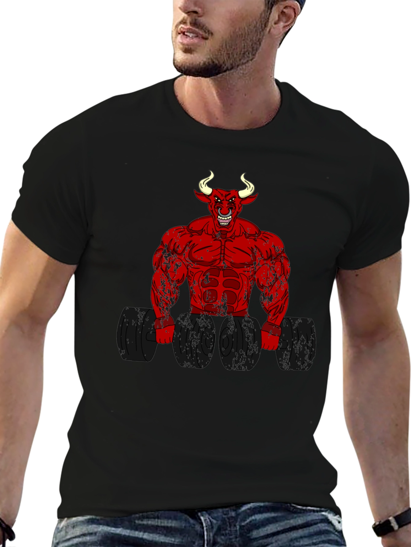 Devil Bull Bodybuilder Graphic T-Shirt