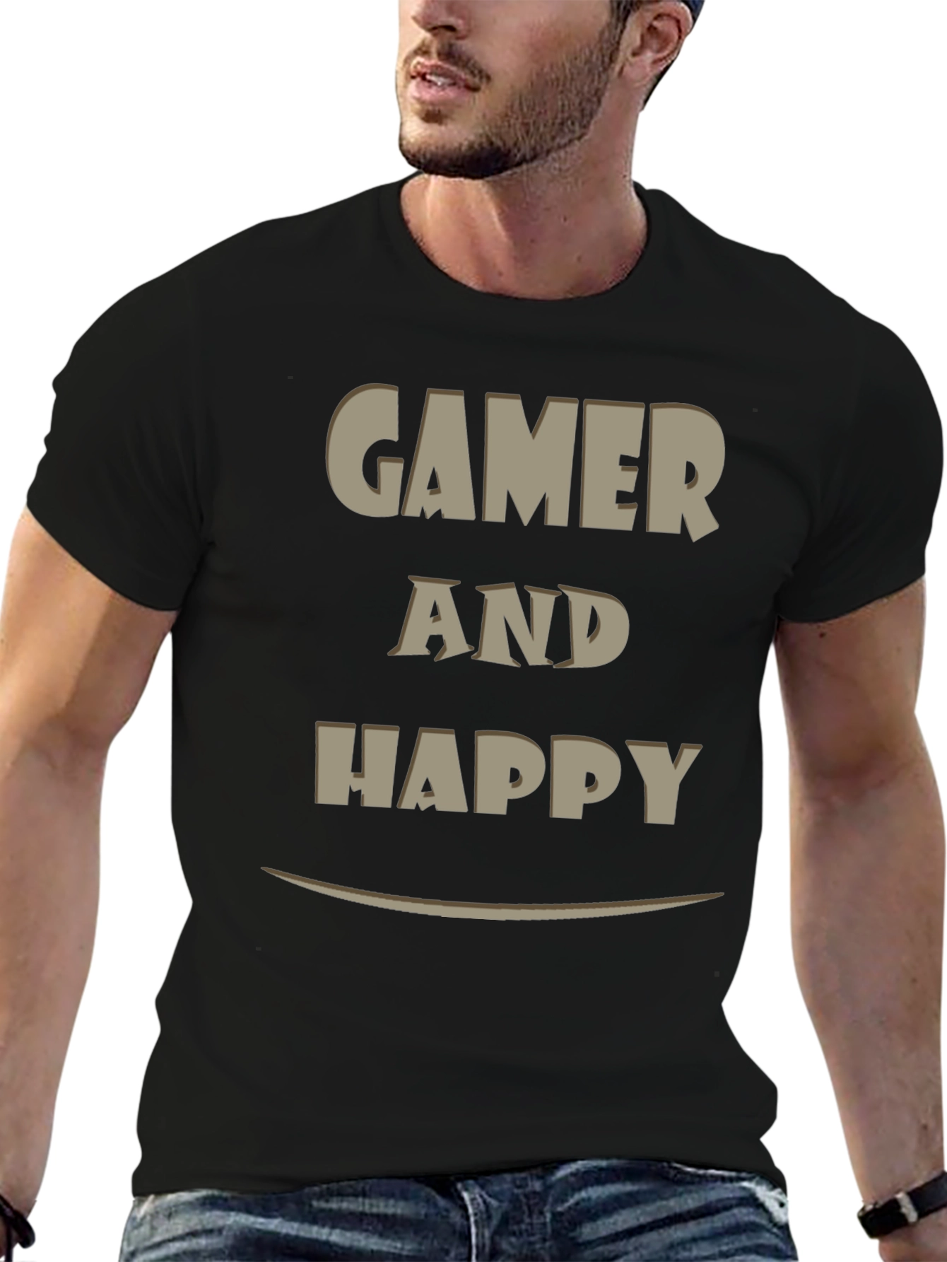 Gamer and Happy Graphic T-Shirt - Casual Wear